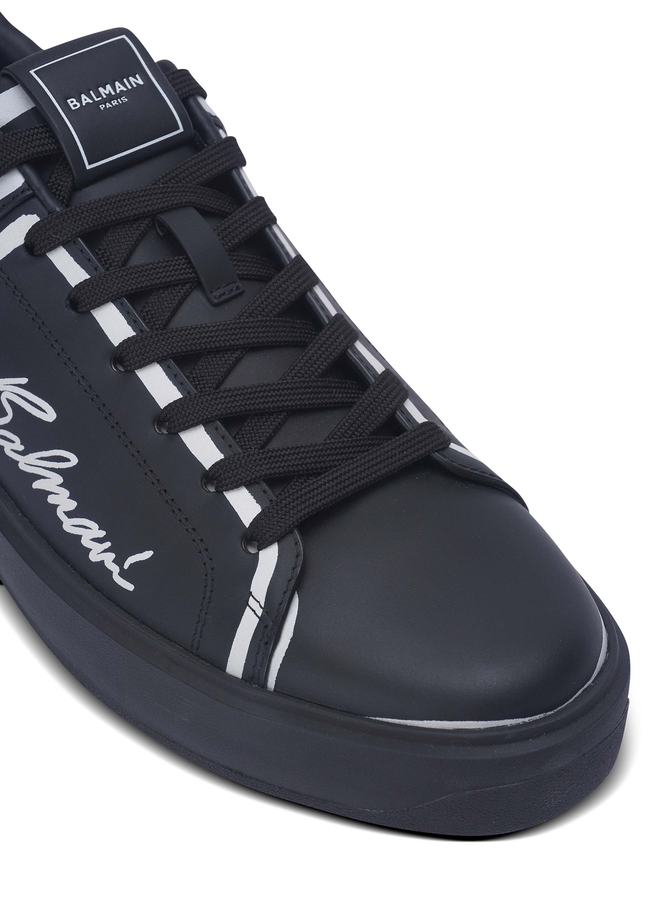 VIP★BALMAIN B-Court ロゴ プリント レザースニーカー B-Court printed leather sneakers - Men | BALMAIN