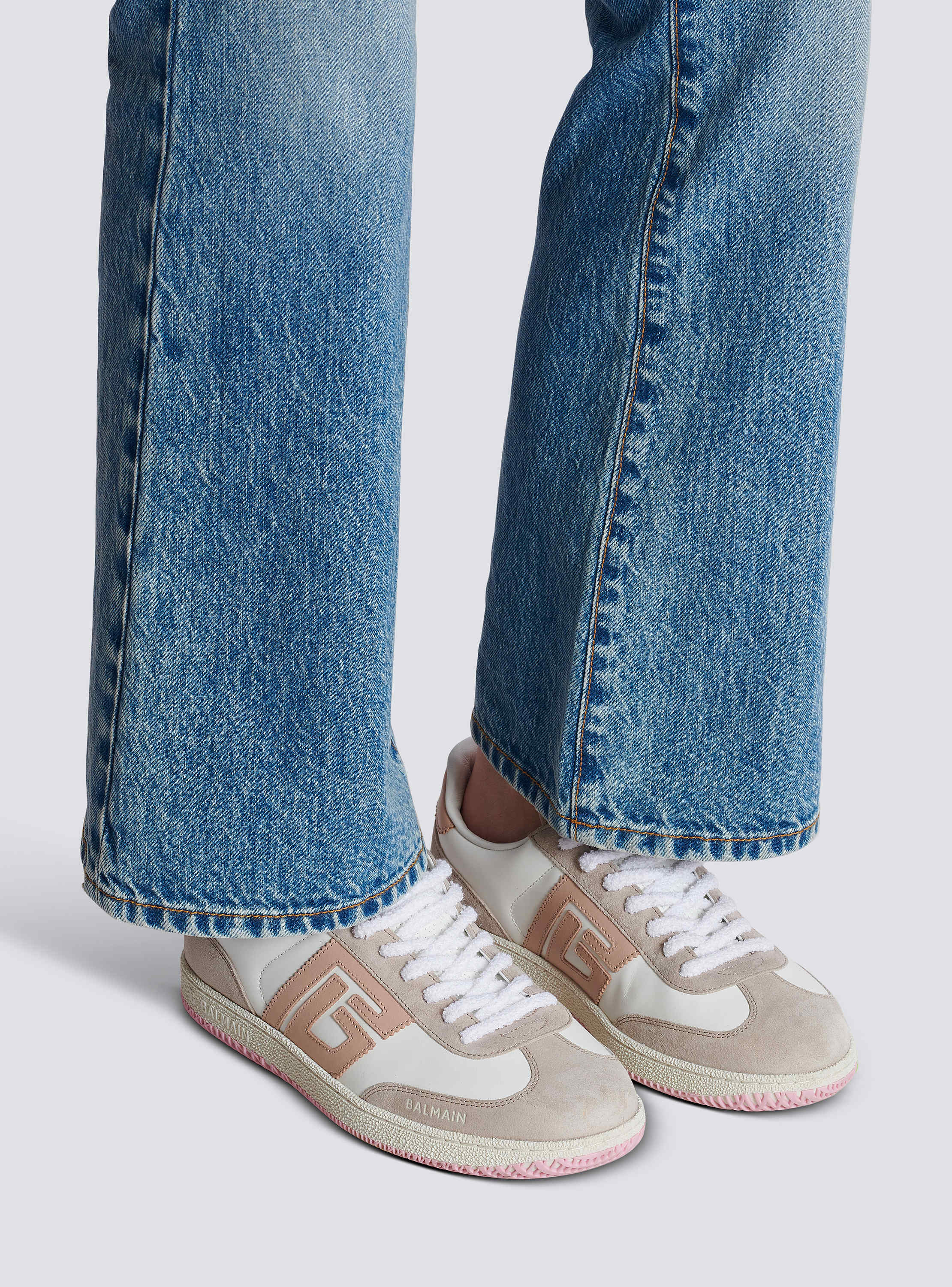 Balmain Swan trainers in calfskin and suede - Women | BALMAIN