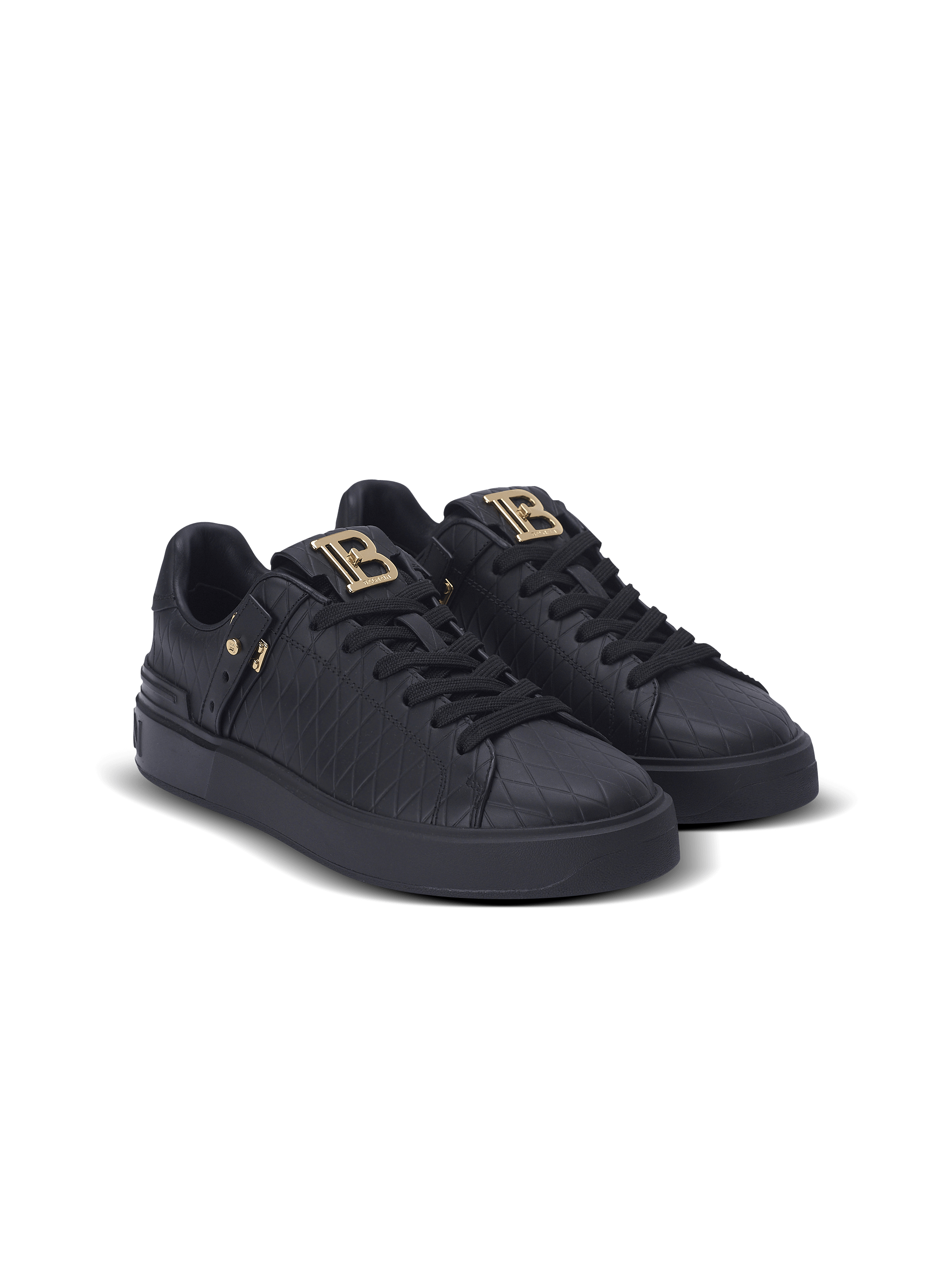 【関税込み】Balmain ブラック B-Court レザースニーカー B-Court Sneakers - Balmain - Leather - Black