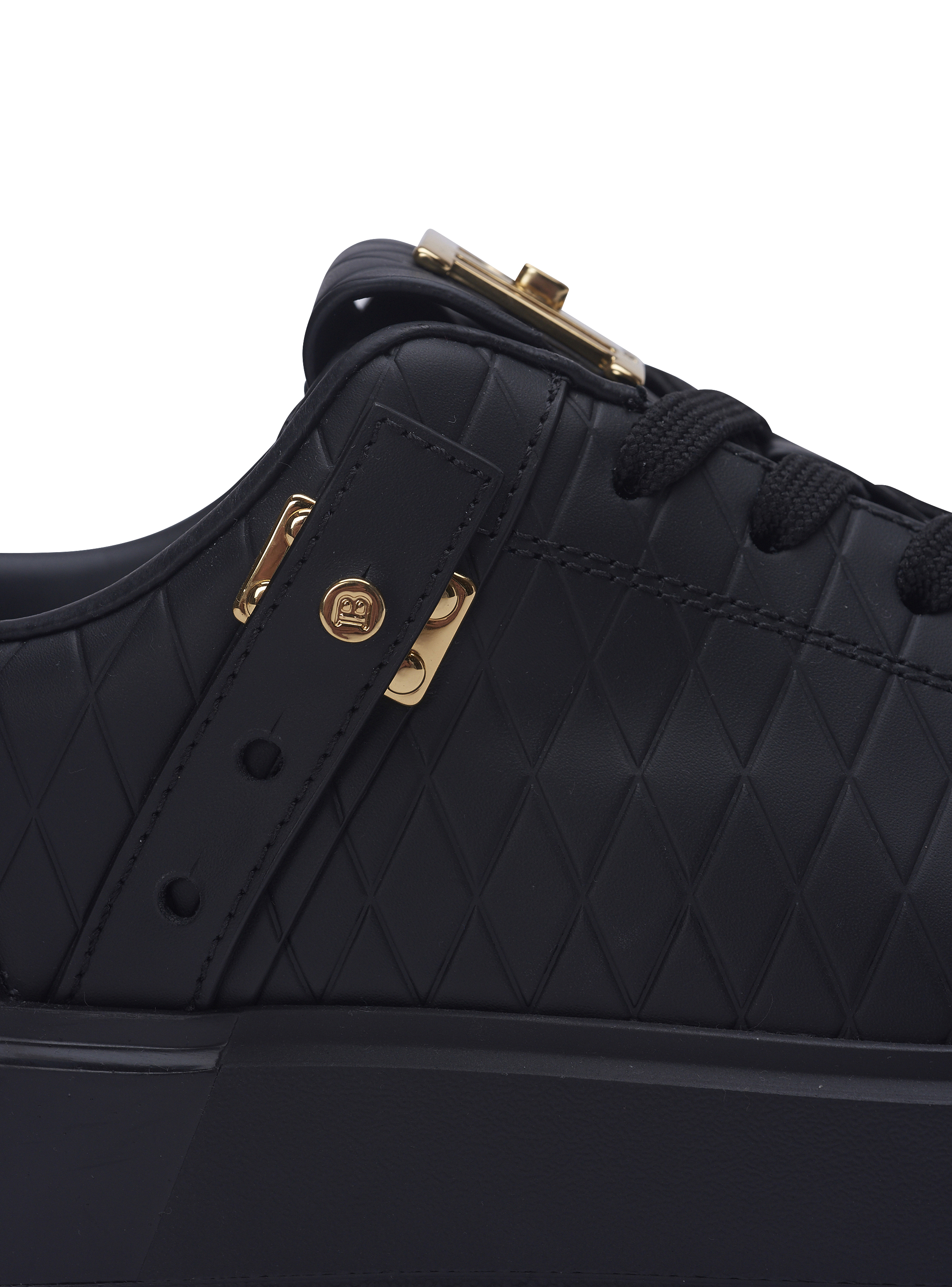 【送料&関税込】Balmain B-court B-buzz-grid Embossed Calfski B-Court B-Buzz trainers in embossed calfskin black - Women