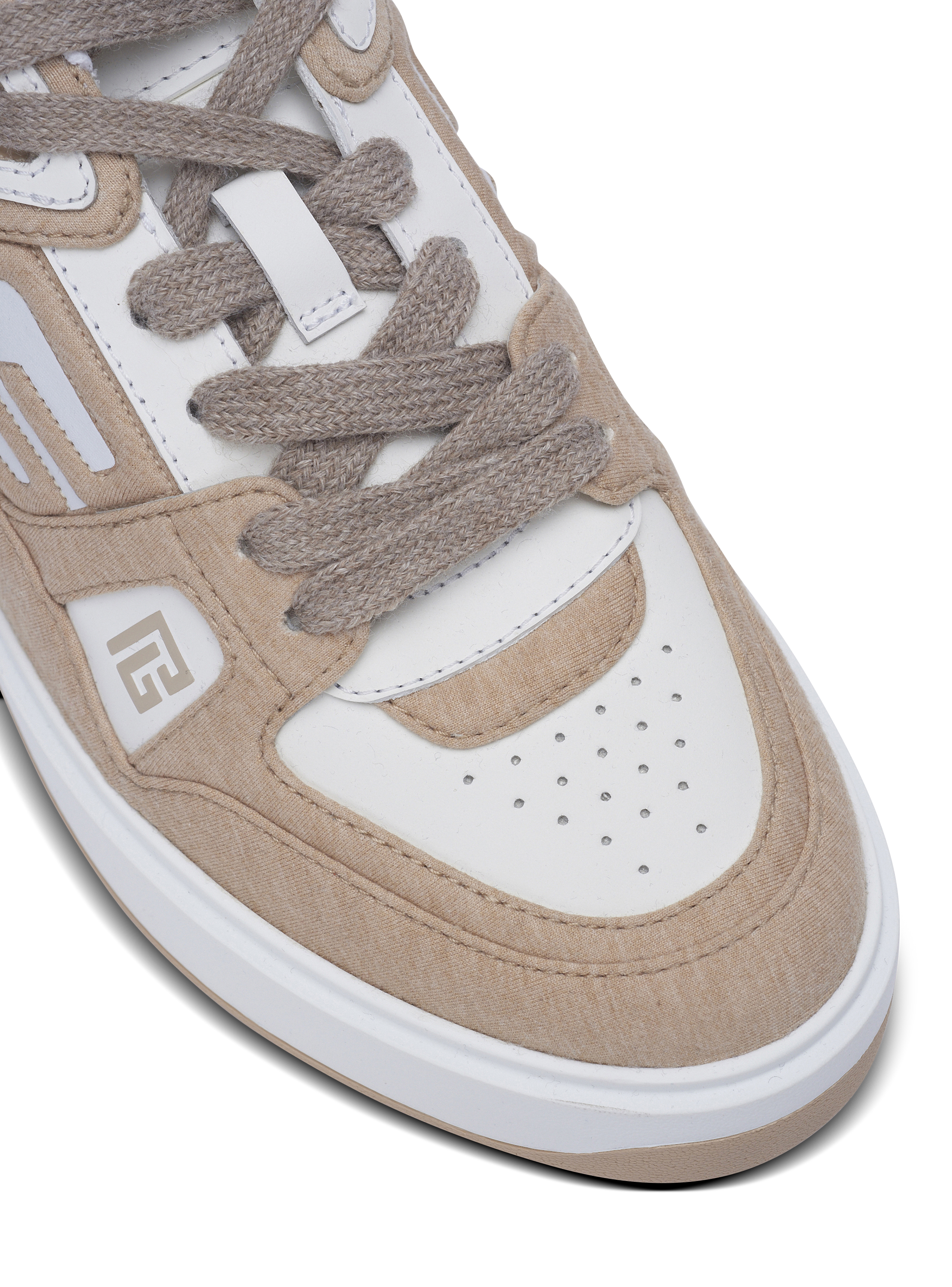 スニーカー BALMAIN SS25 'B-Court' sneakers (EN1VI742TFJM 0EZ) B-Court Skate trainers in fleece and calfskin beige - Women