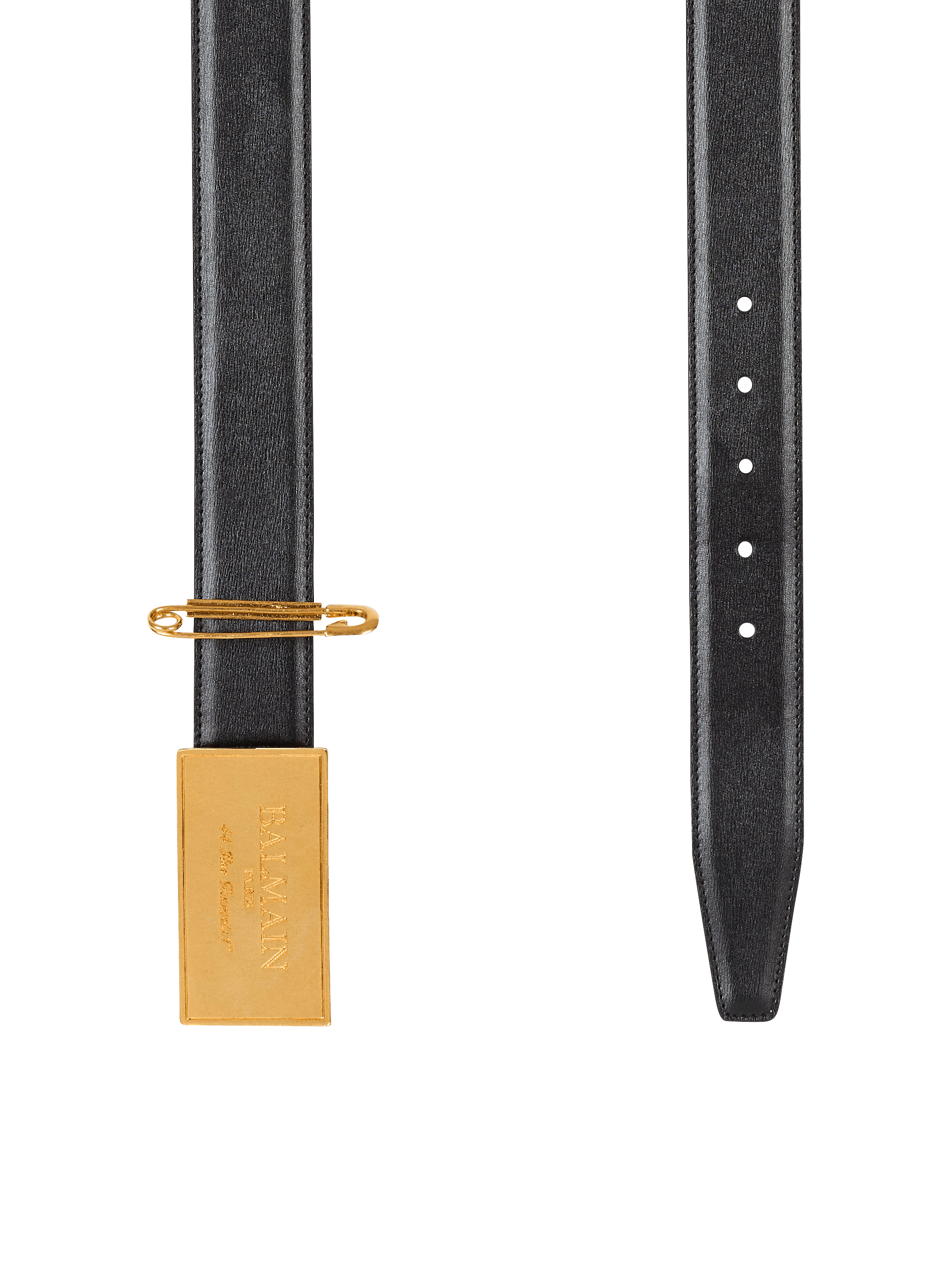 【関税込み】Balmain ブラック Safety Pin レザーベルト Leather belt with safety pin - Women | BALMAIN