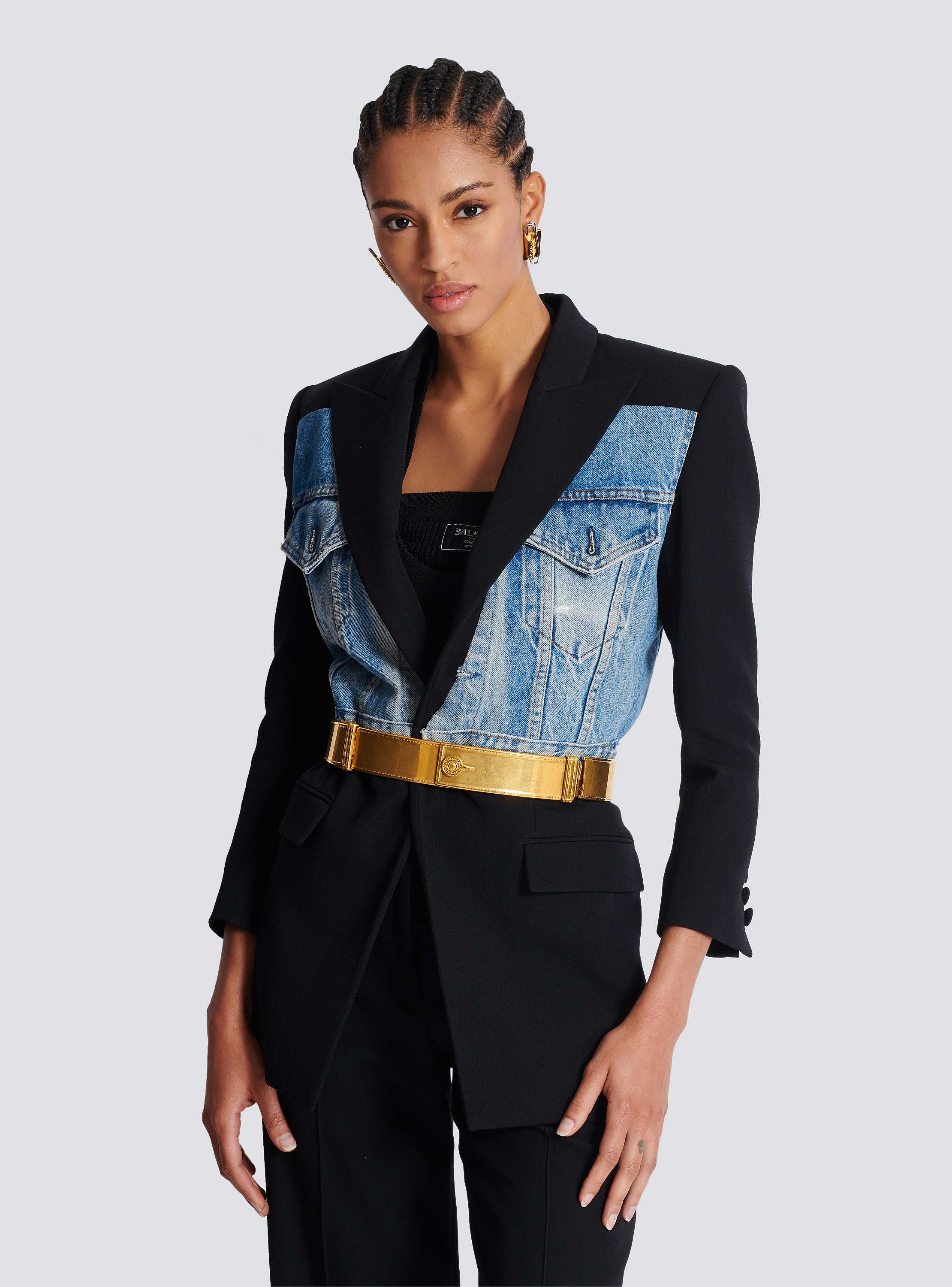 Brass belt with jeans effect gold gold - Women | BALMAIN