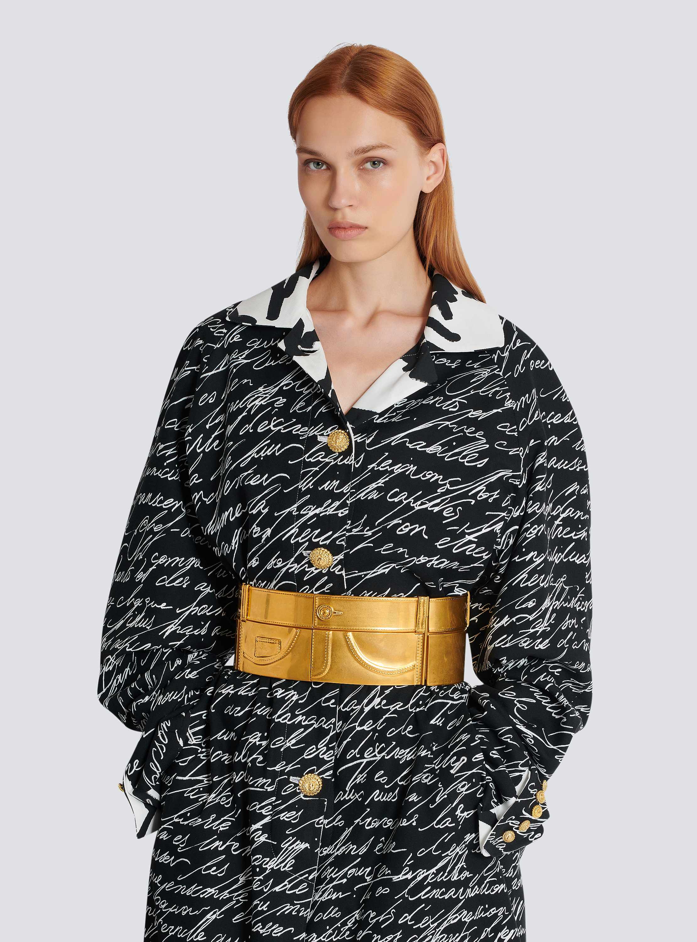 Brass belt with jeans effect