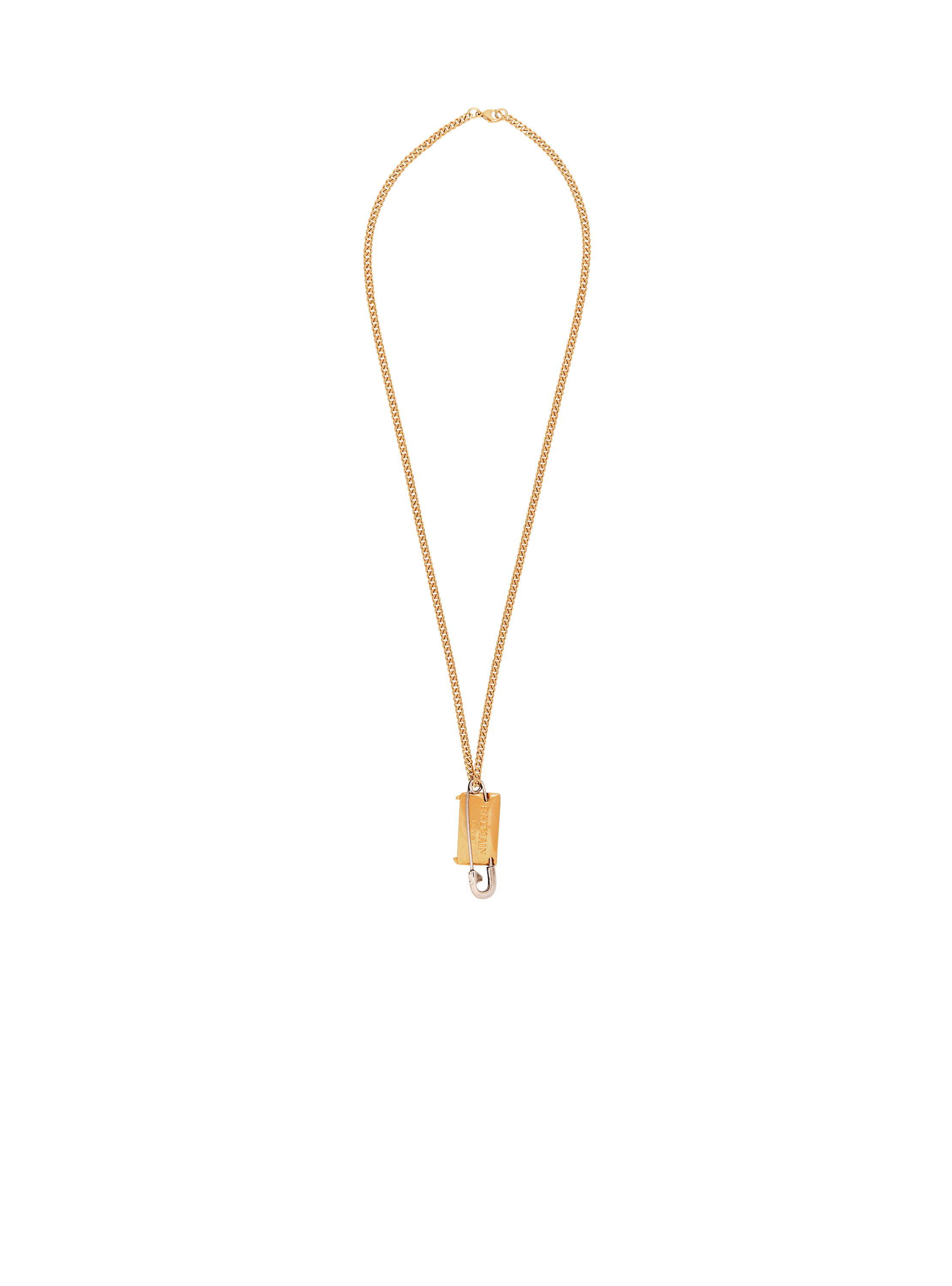 Brass safety pin necklace