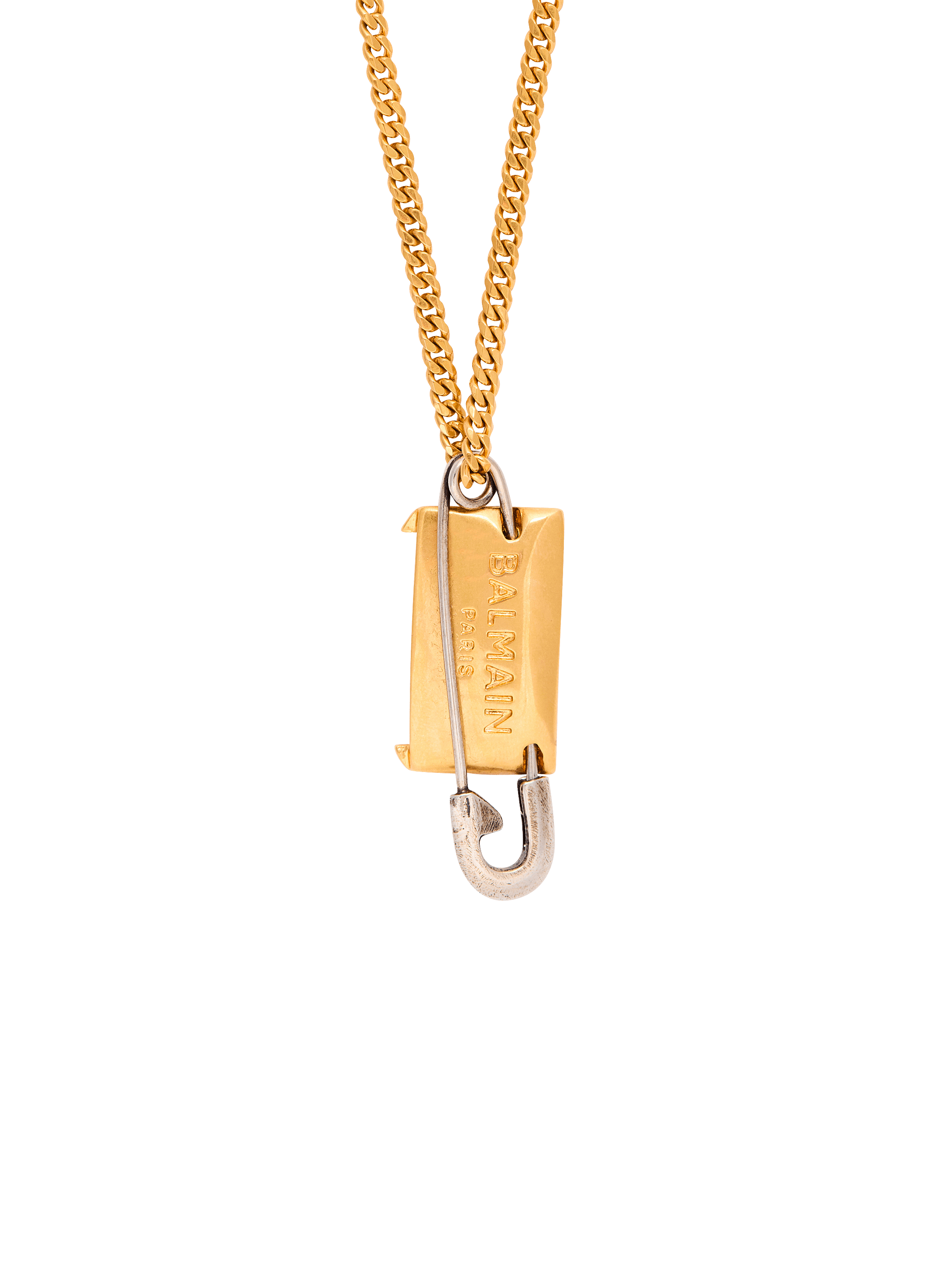 Brass safety pin necklace gold - Women | BALMAIN Brass safety pin necklace gold - Women | BALMAIN