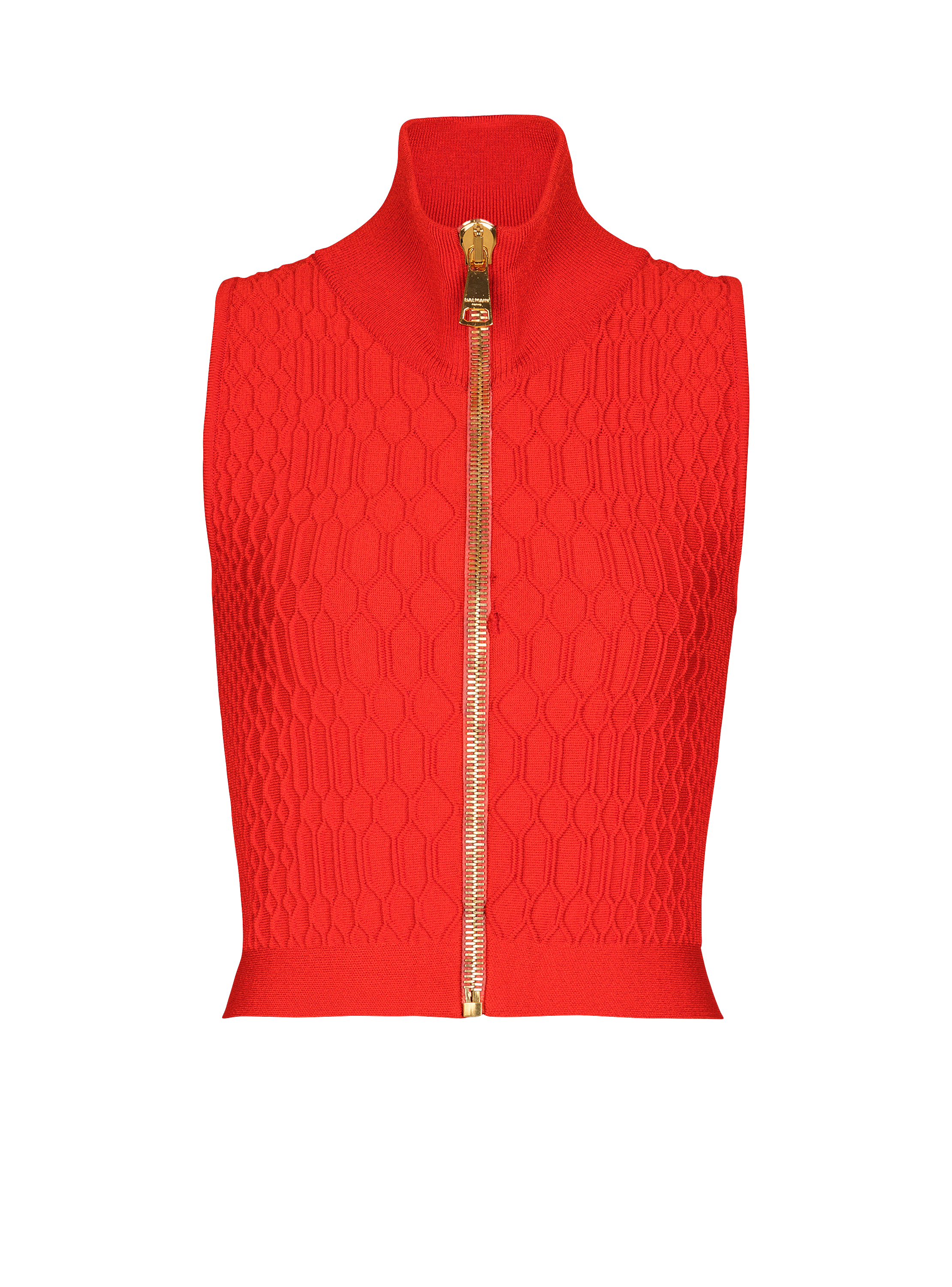Sleeveless crocodile-knit top