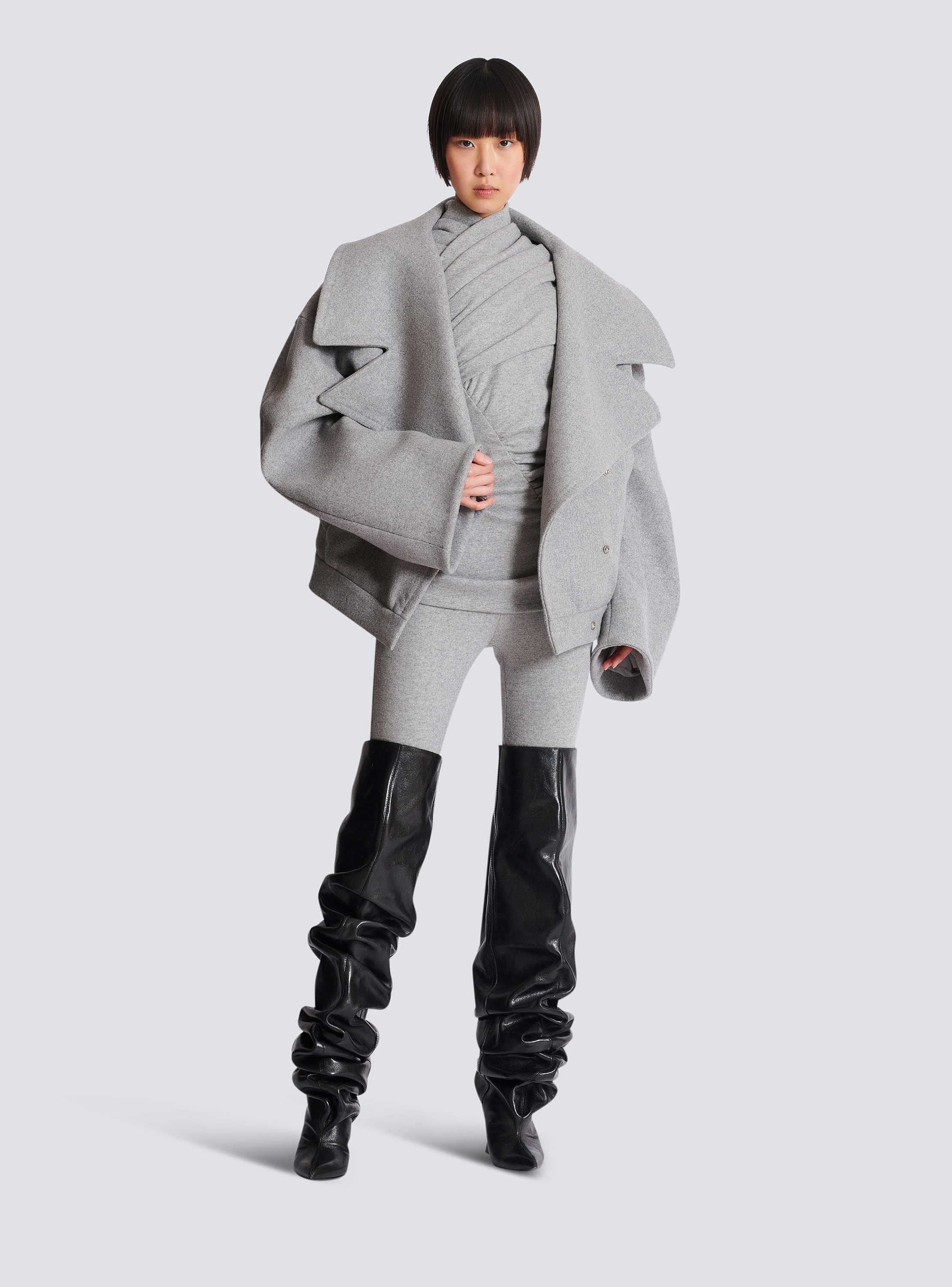 Draped cotton knit top