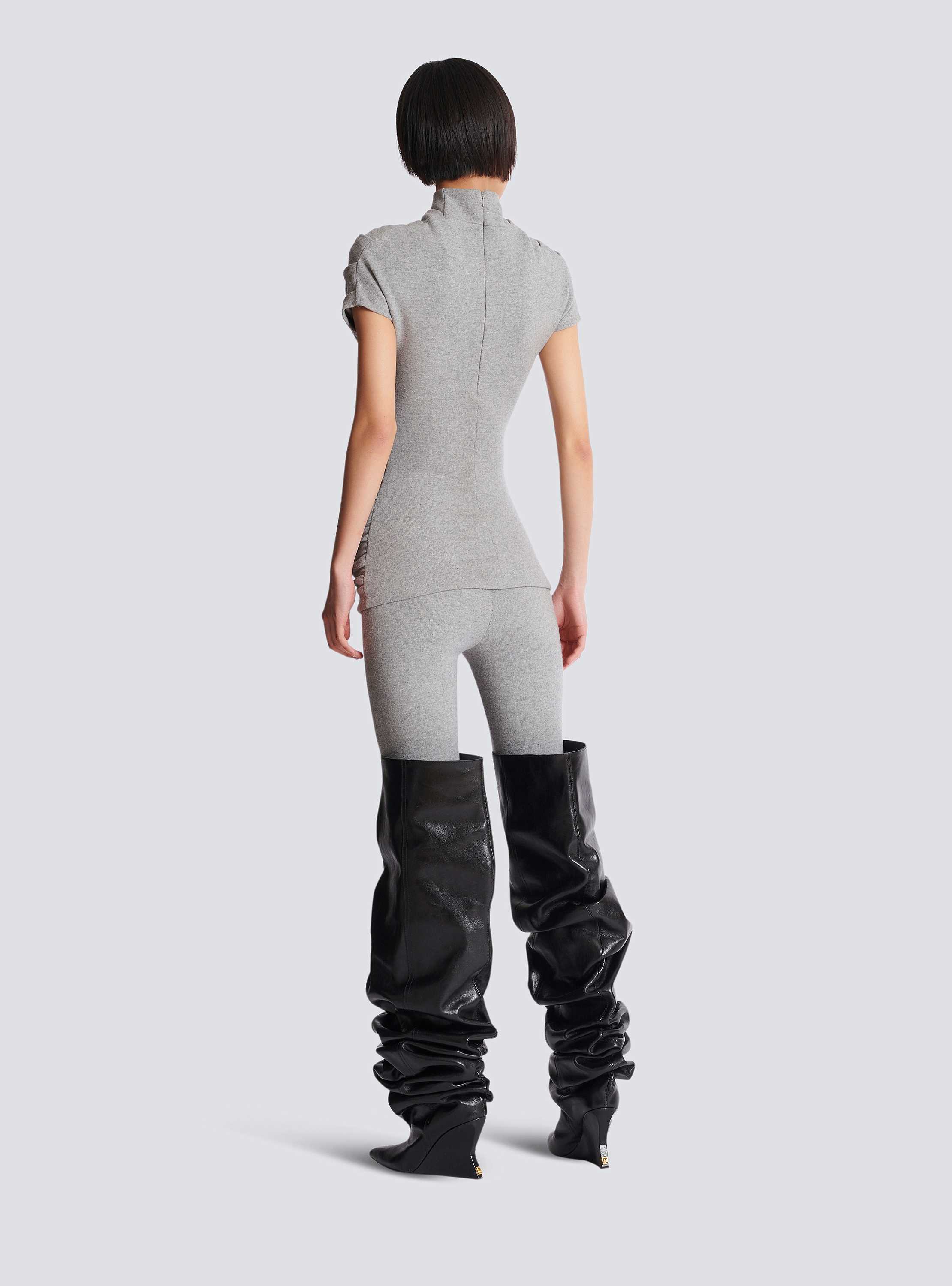 Draped cotton knit top