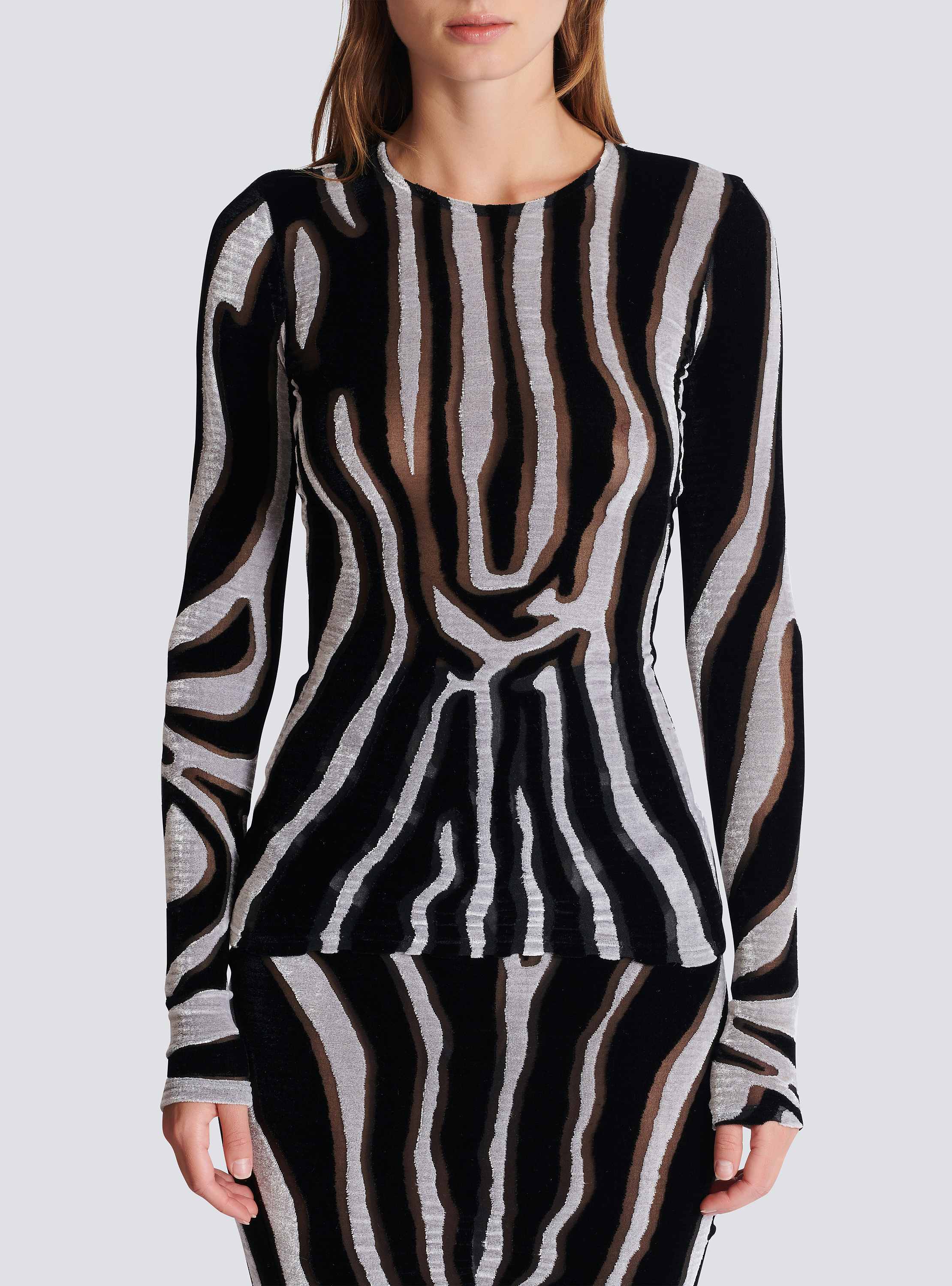 Zebra-print velvet bodycon top