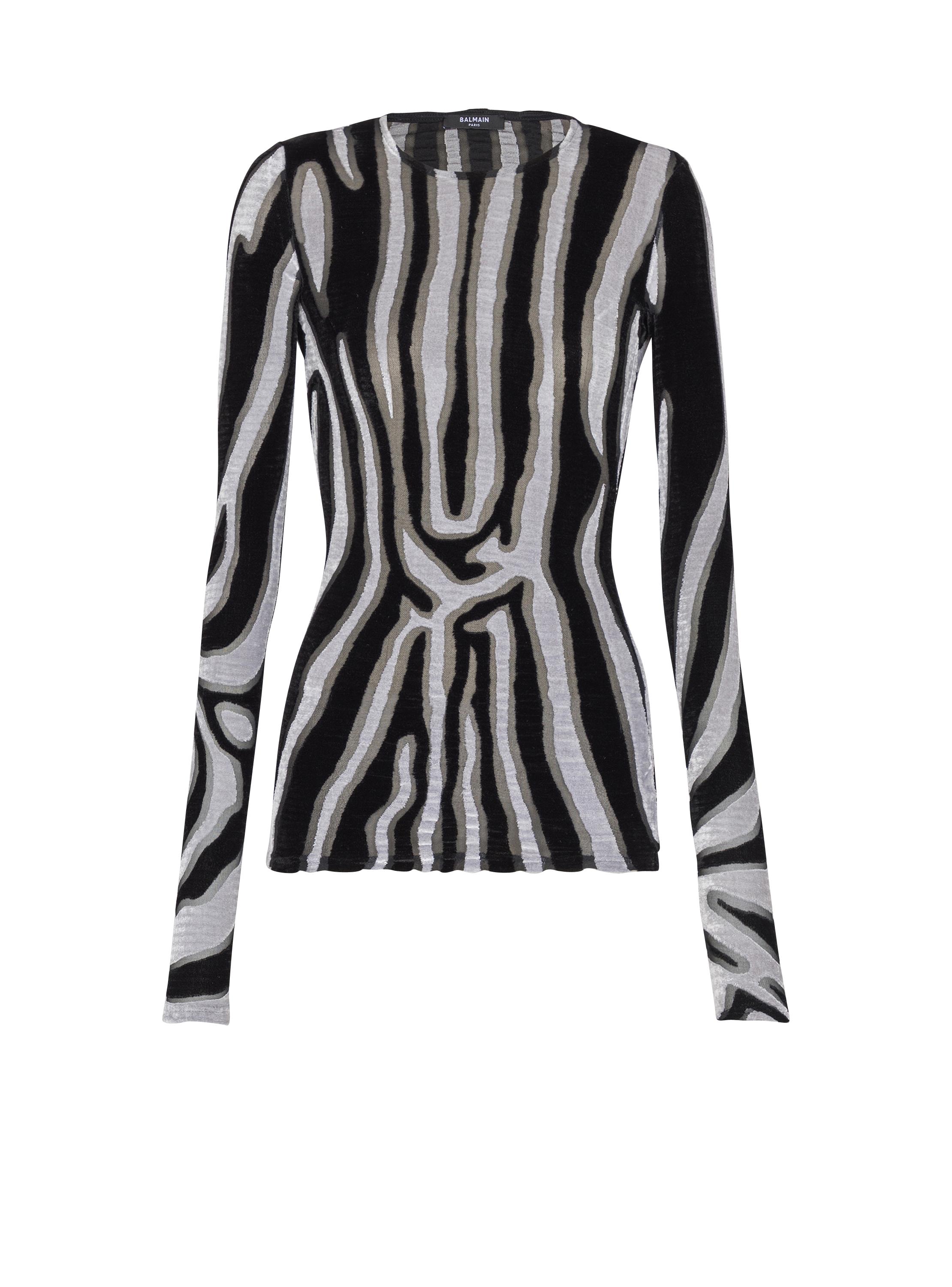 Zebra-print velvet bodycon top