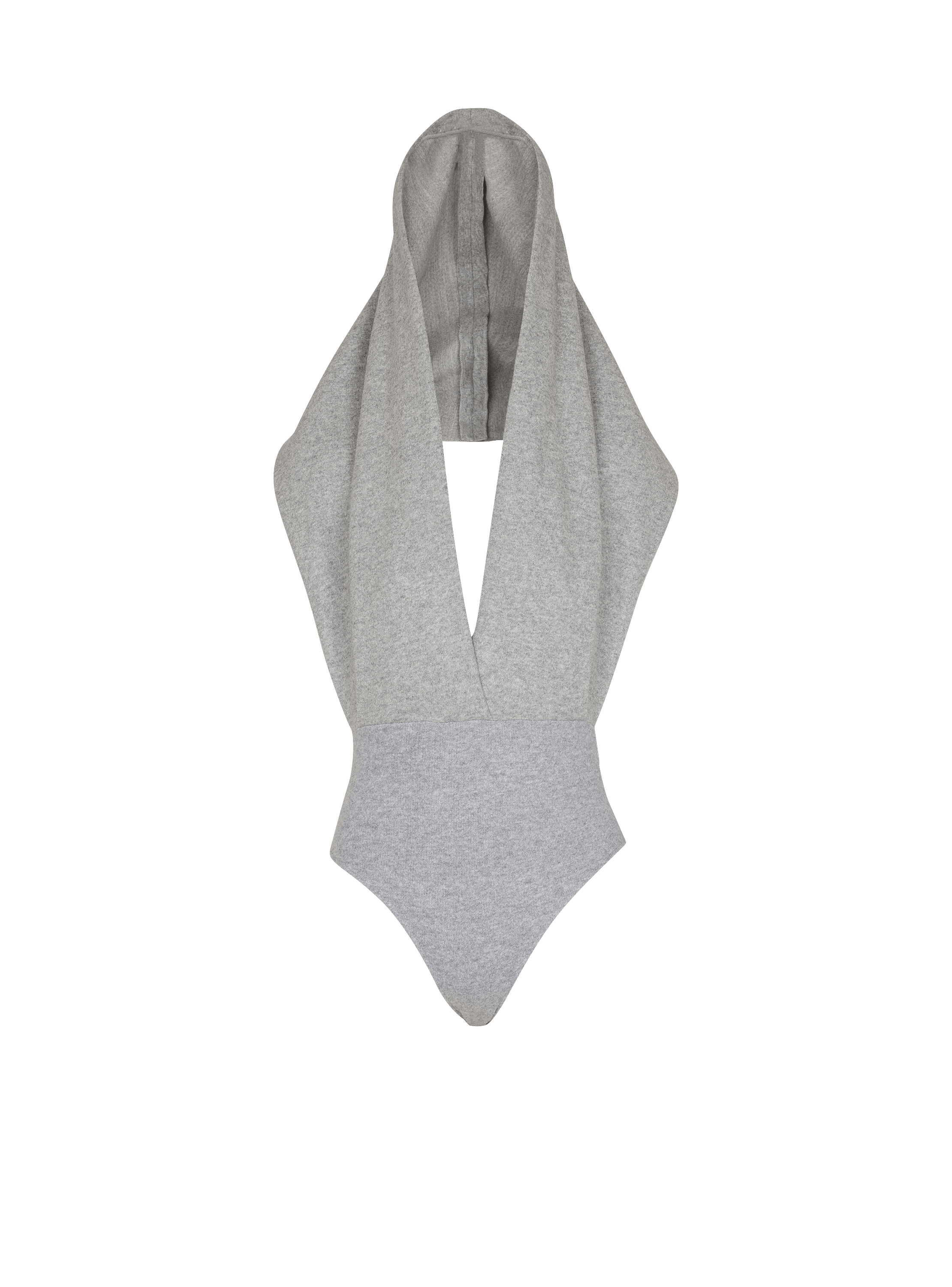 Draped bodysuit with hood