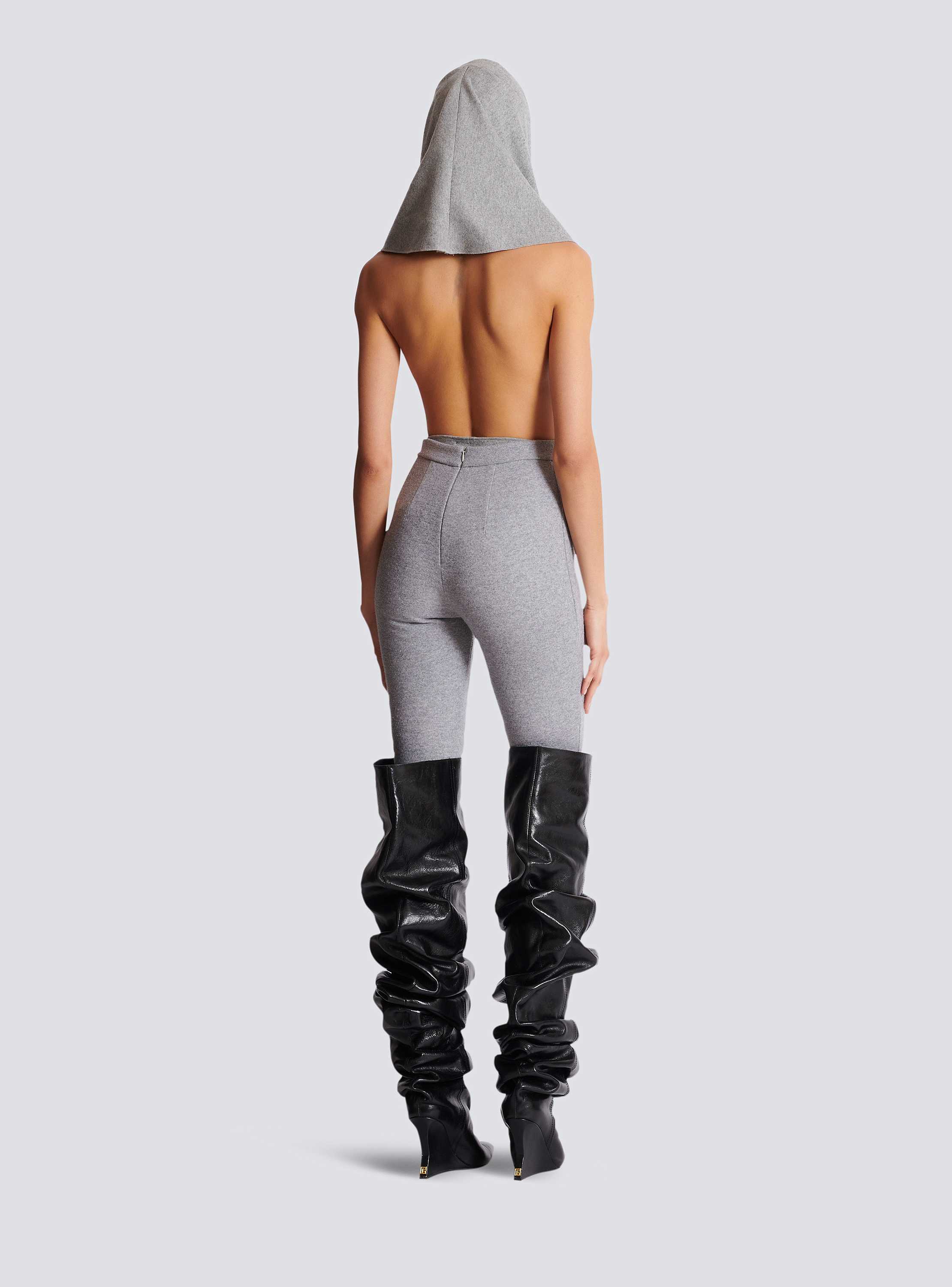 Draped bodysuit with hood