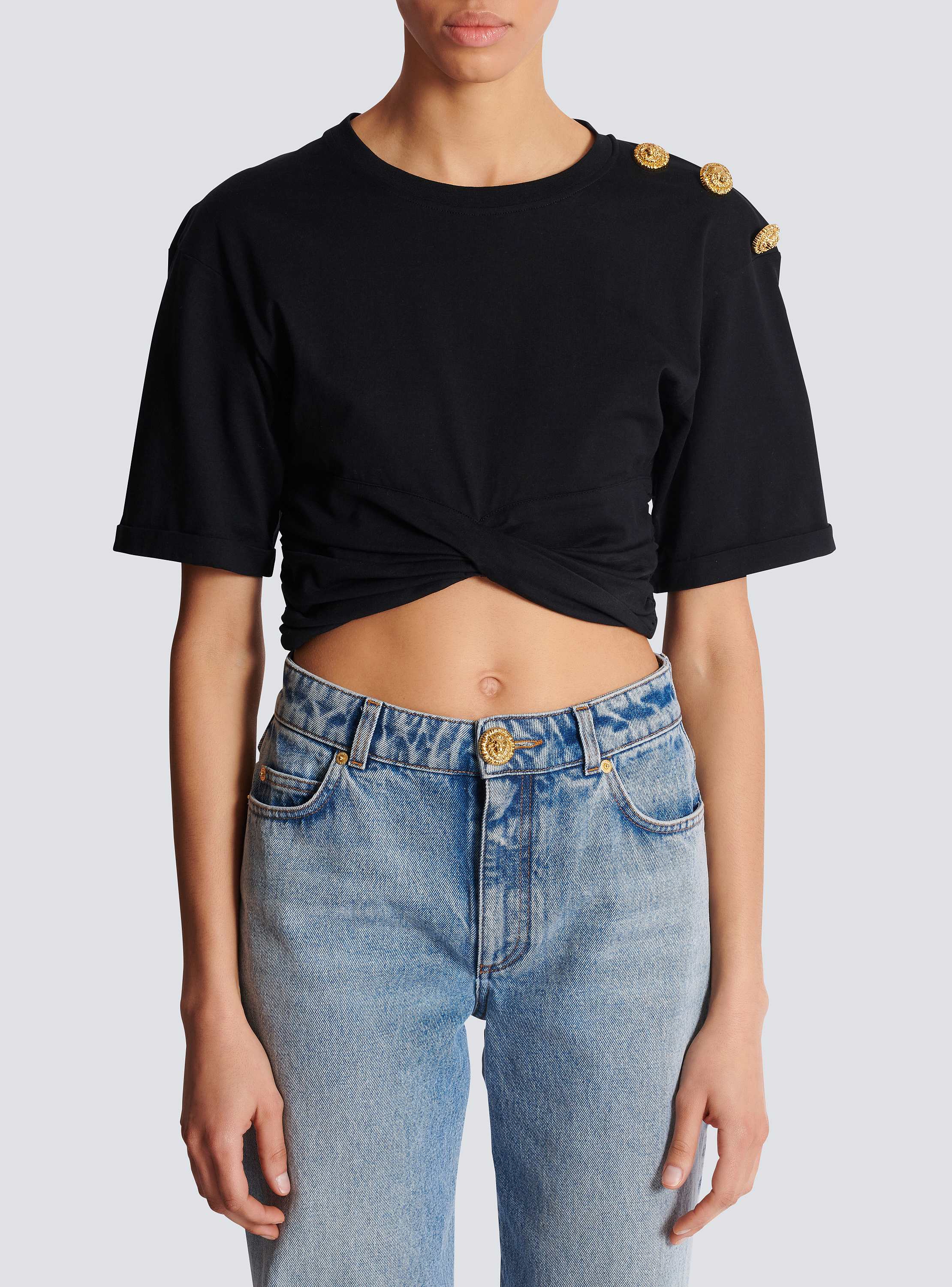 Cropped tie T-shirt