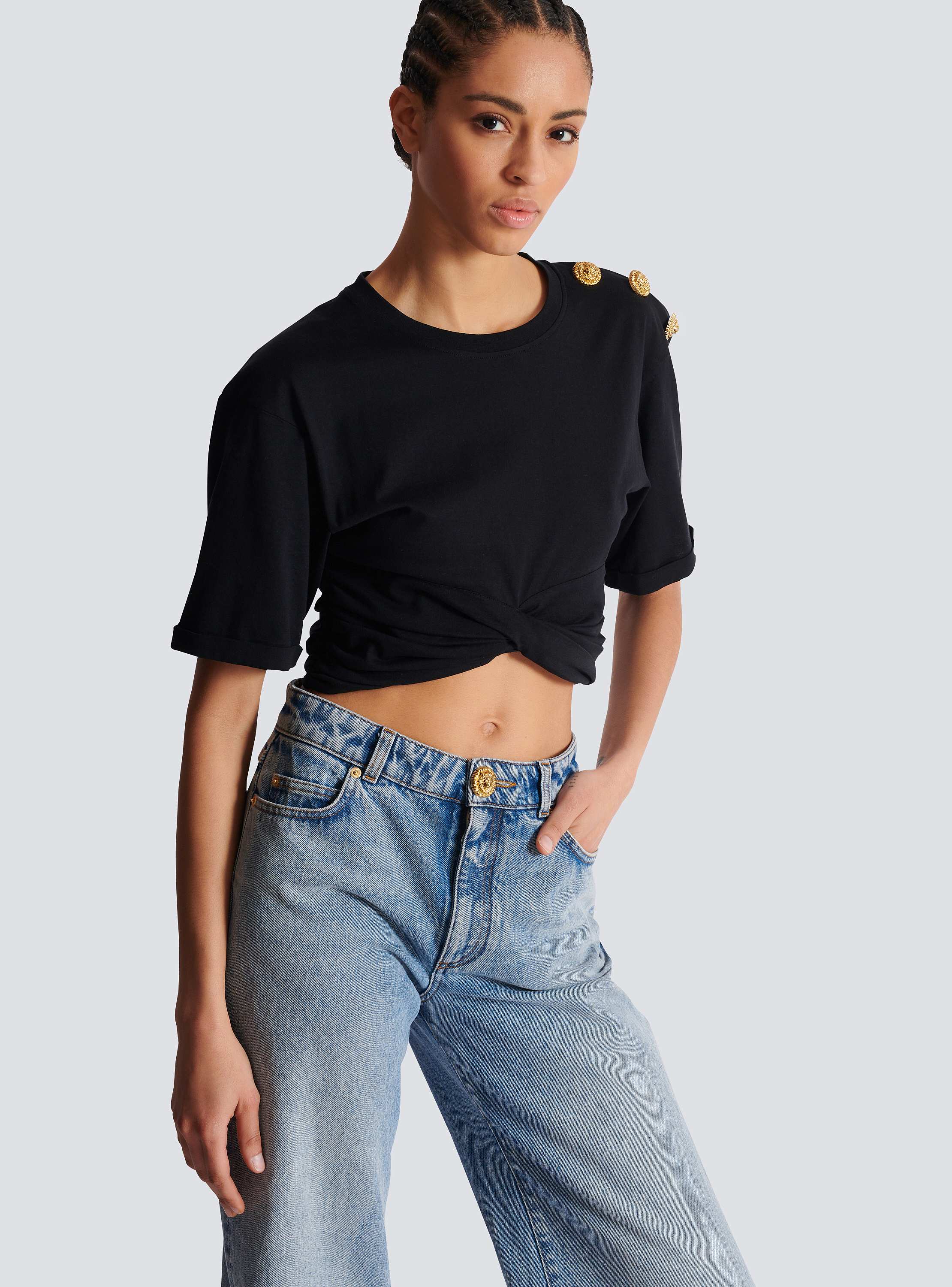 Cropped tie T-shirt