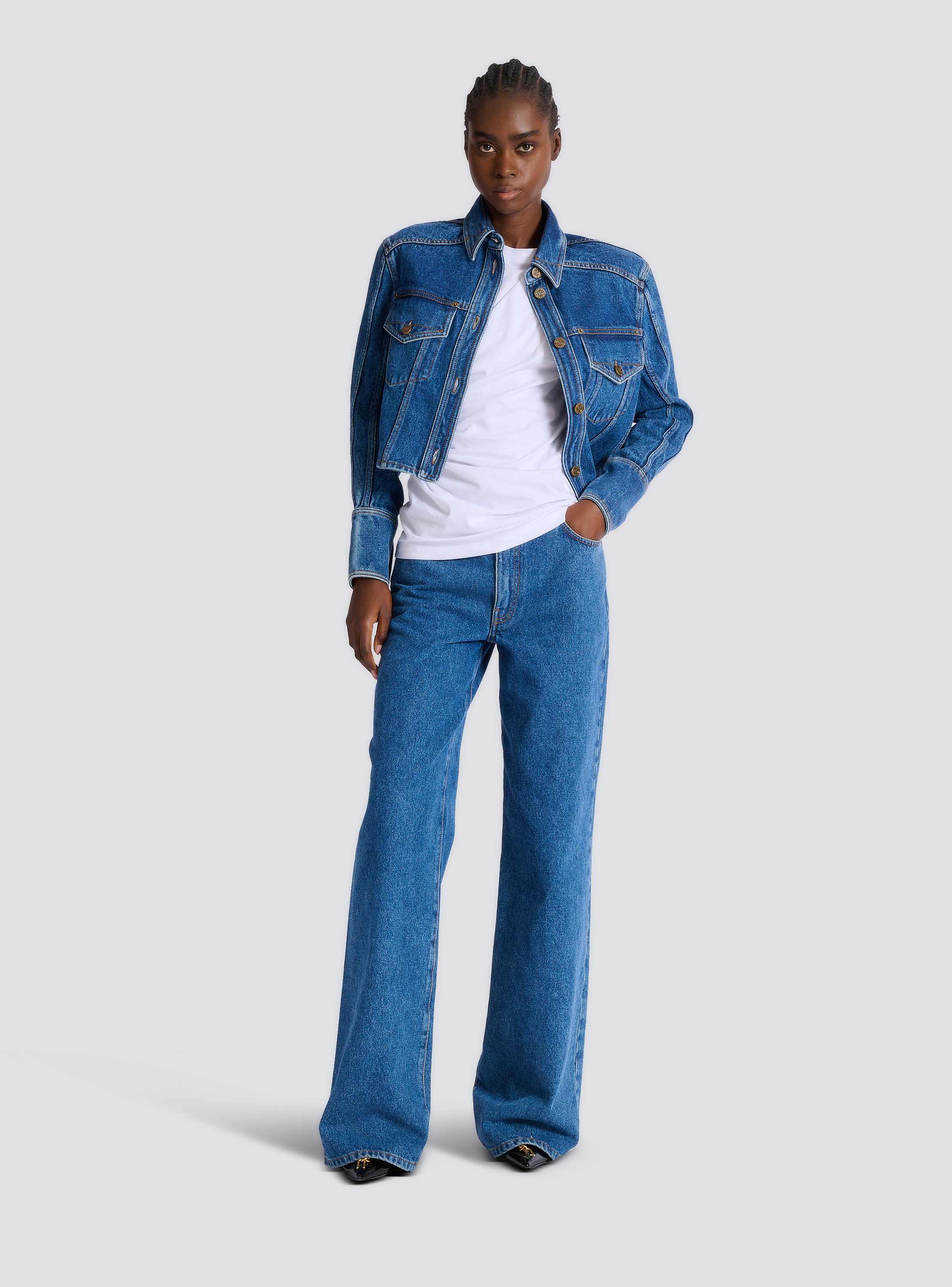 Short-sleeved draped jersey T-shirt