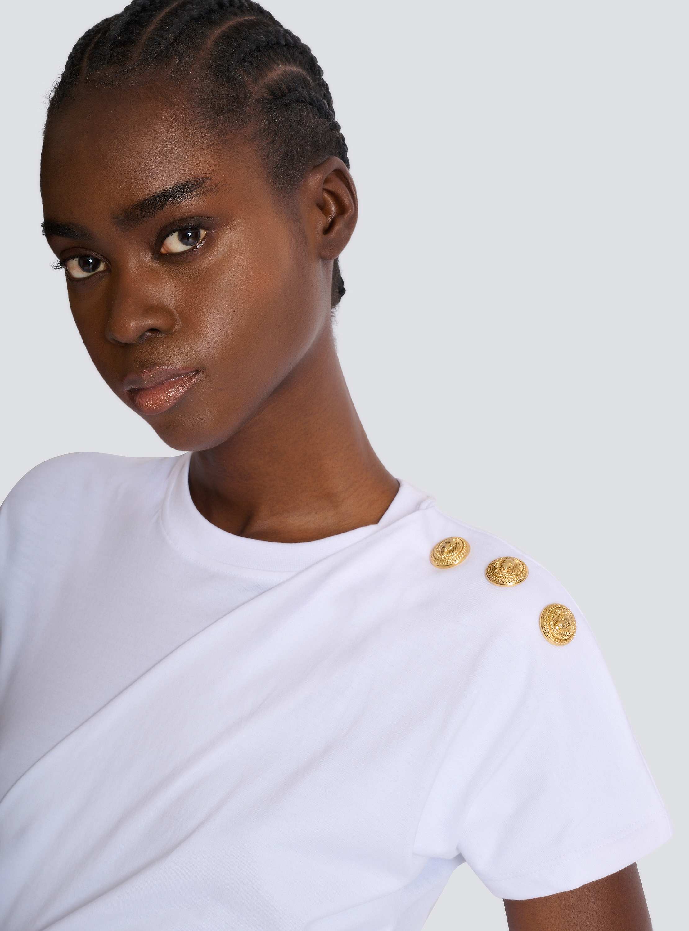 Short-sleeved draped jersey T-shirt