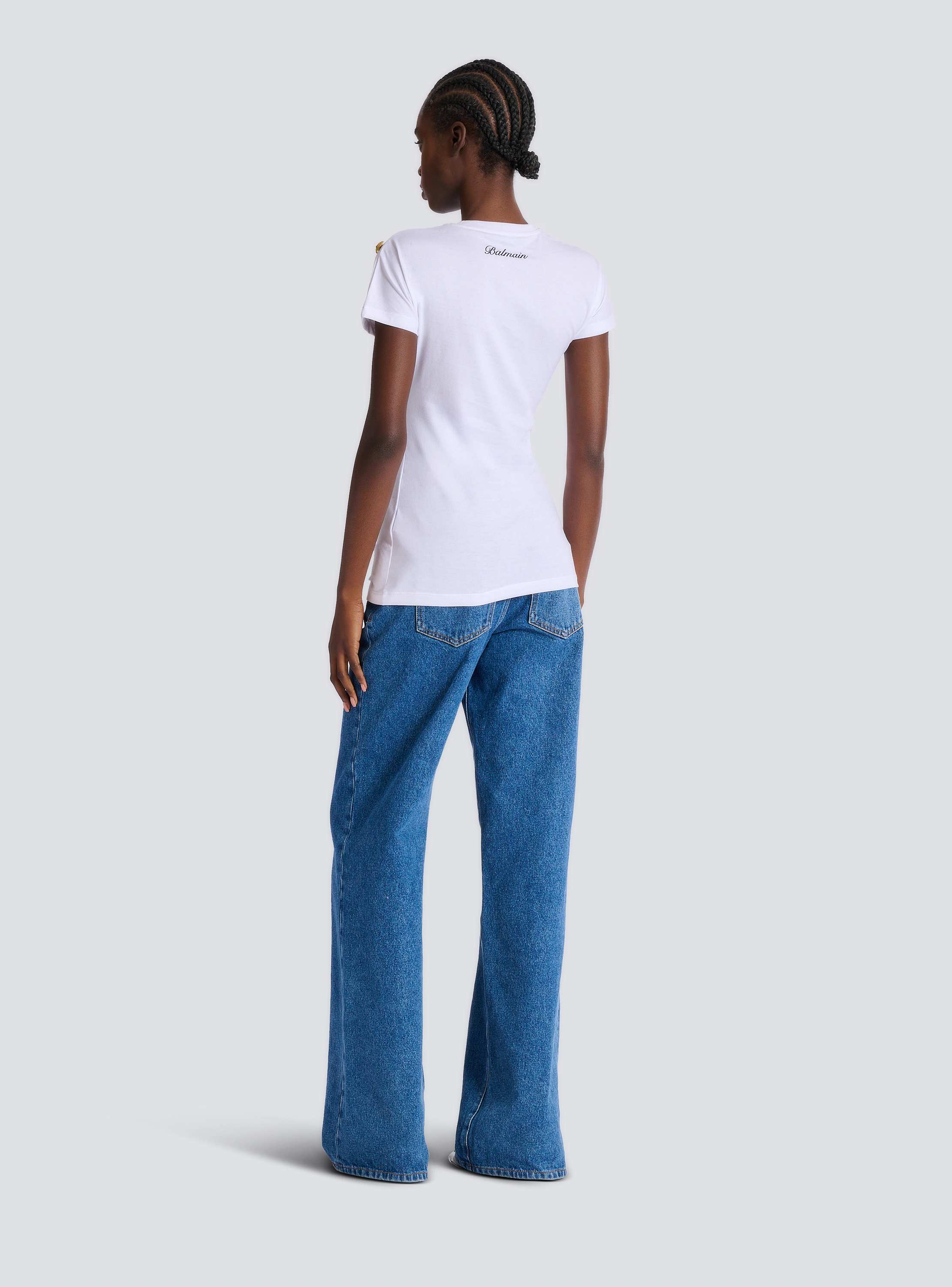 Short-sleeved draped jersey T-shirt