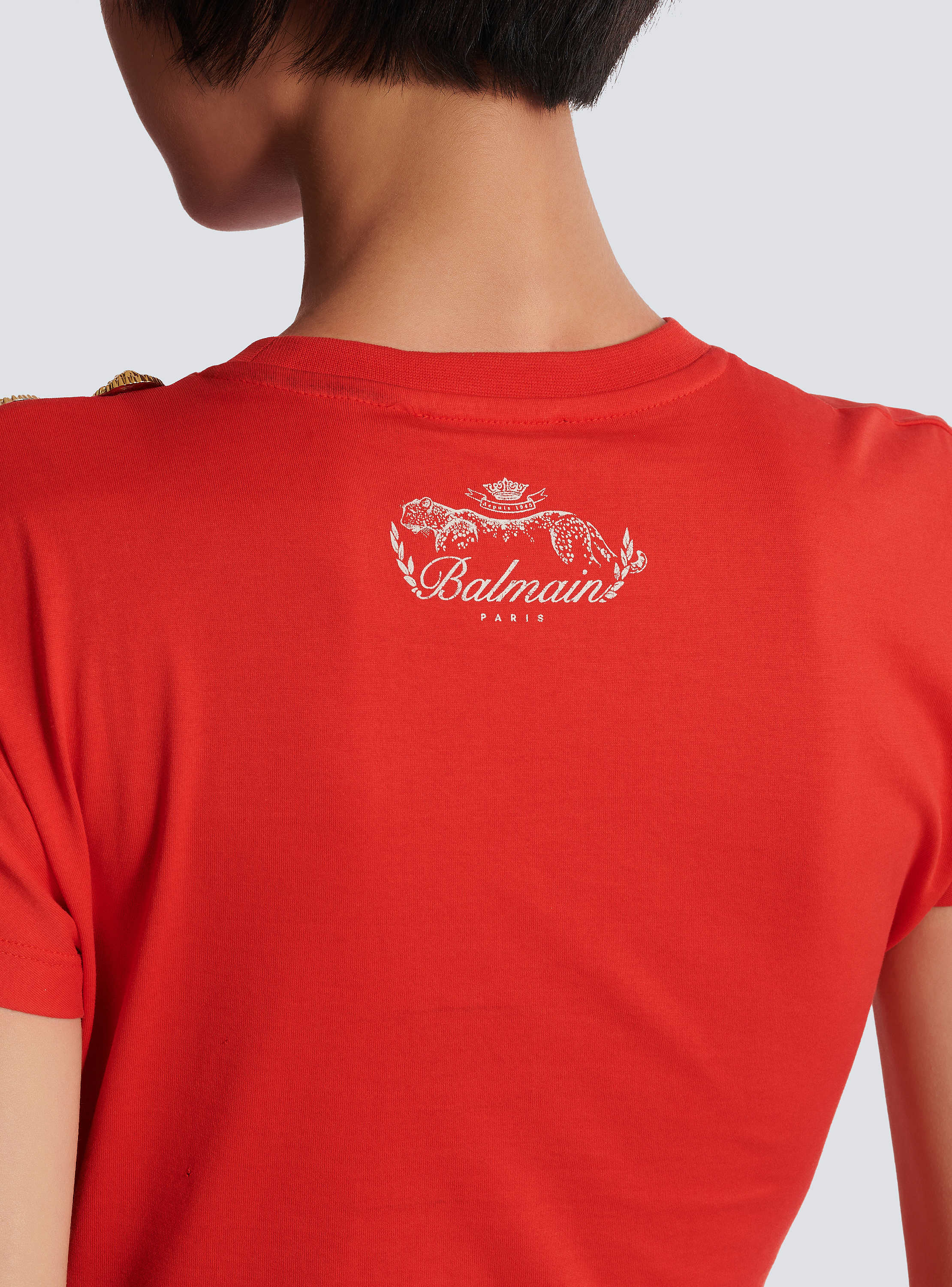 Short-sleeved draped jersey T-shirt