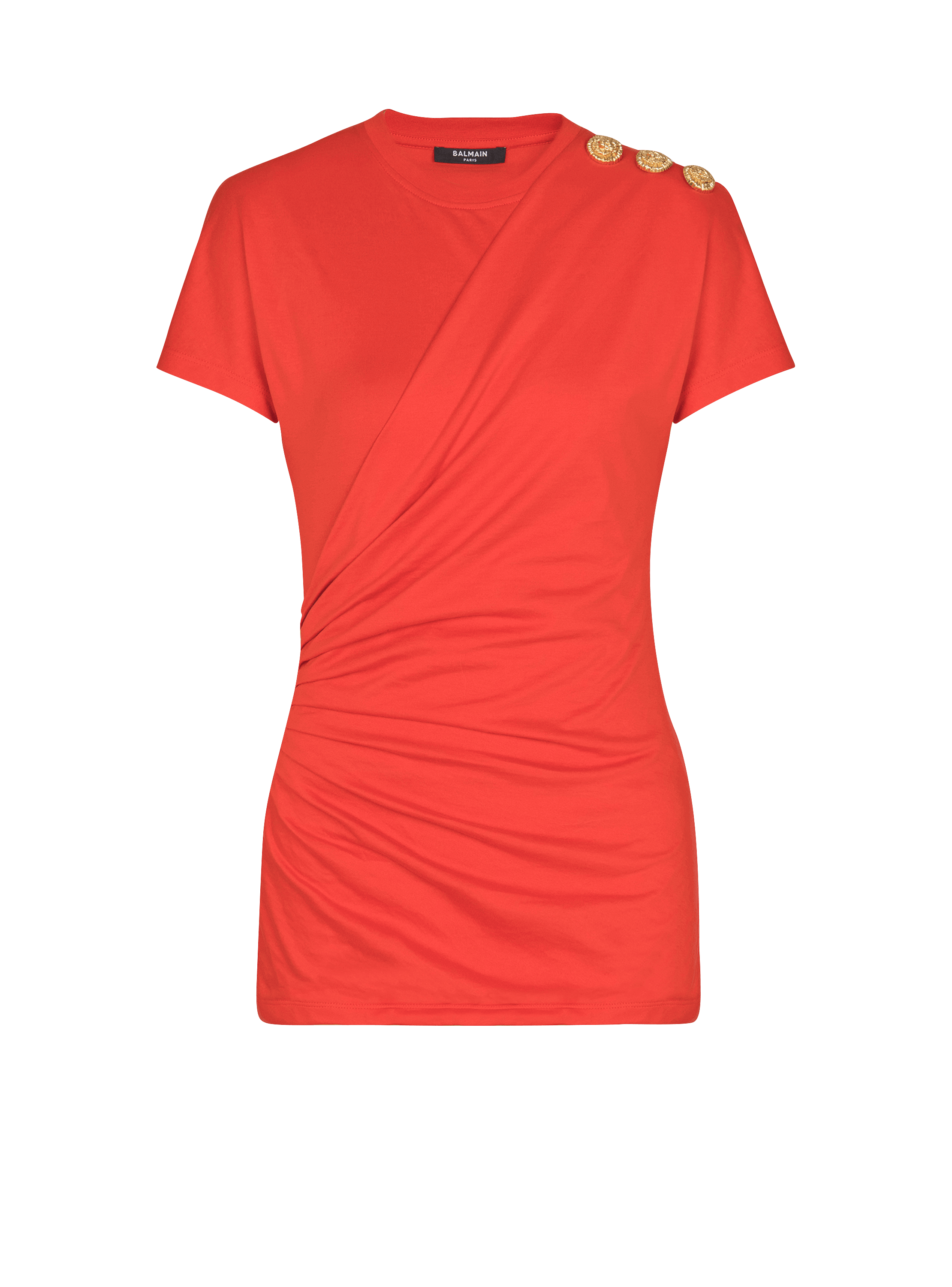 Short-sleeved draped jersey T-shirt