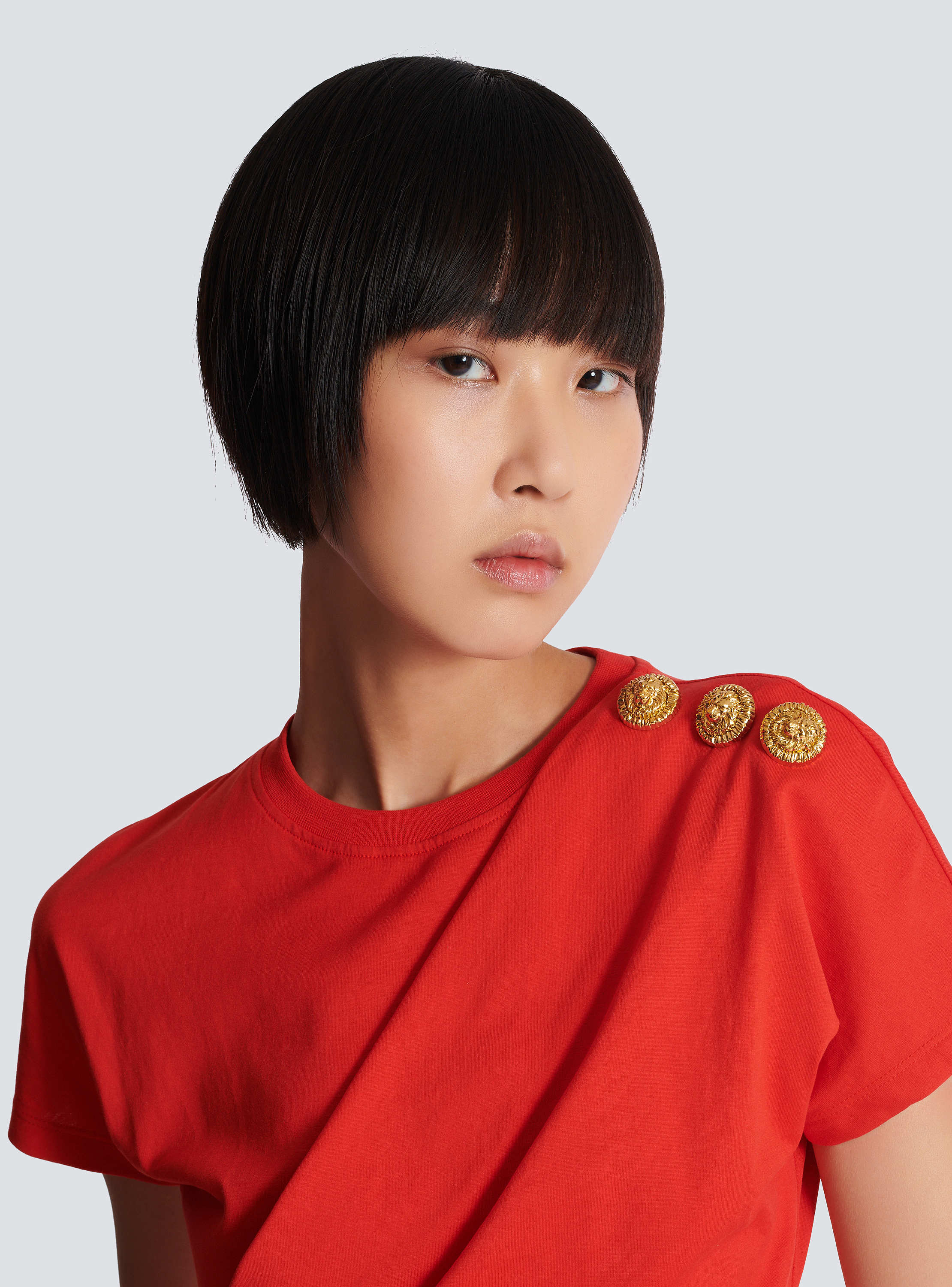 Short-sleeved draped jersey T-shirt