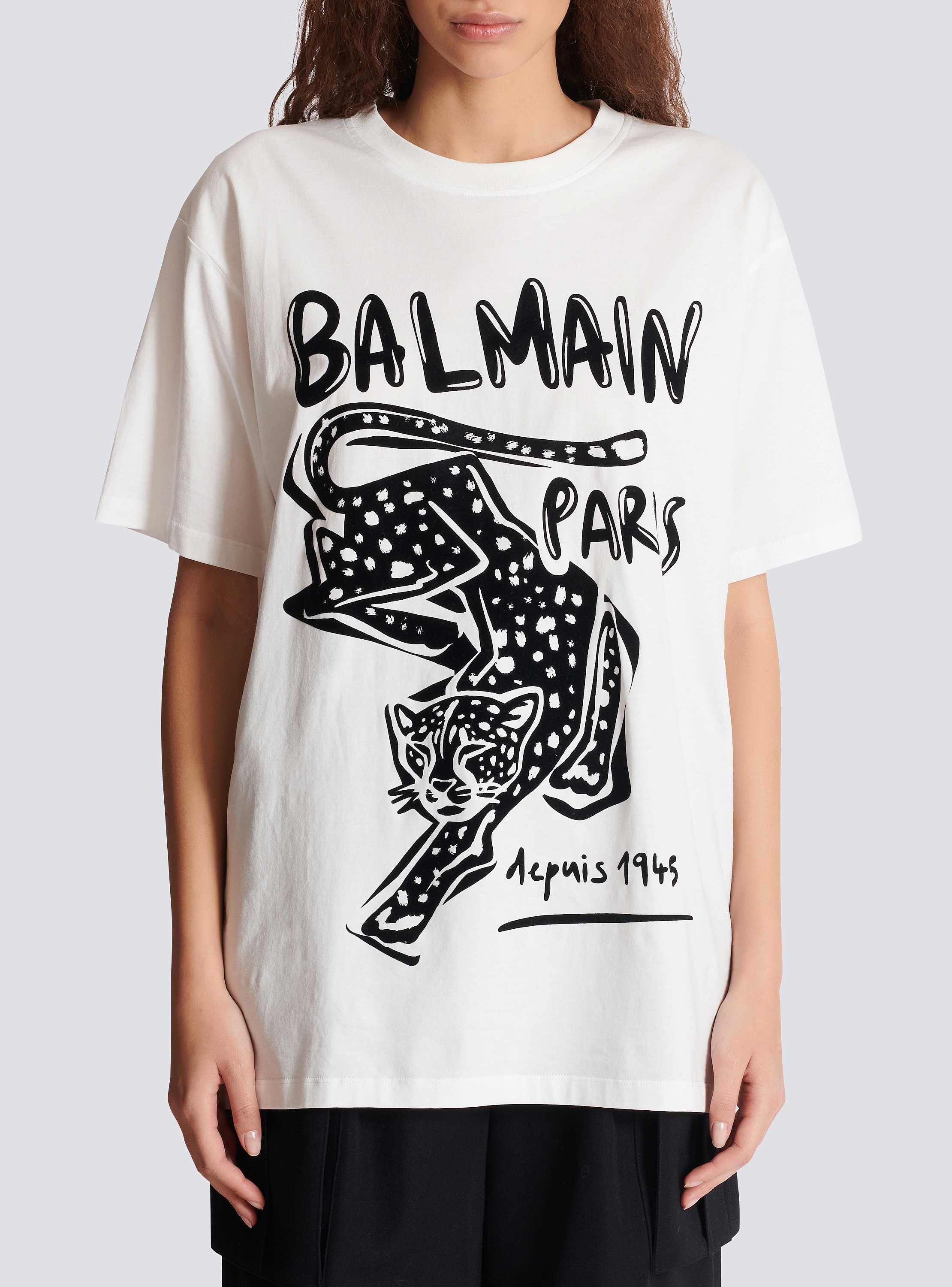 Short-sleeved T-shirt with leopard print - Women | BALMAIN