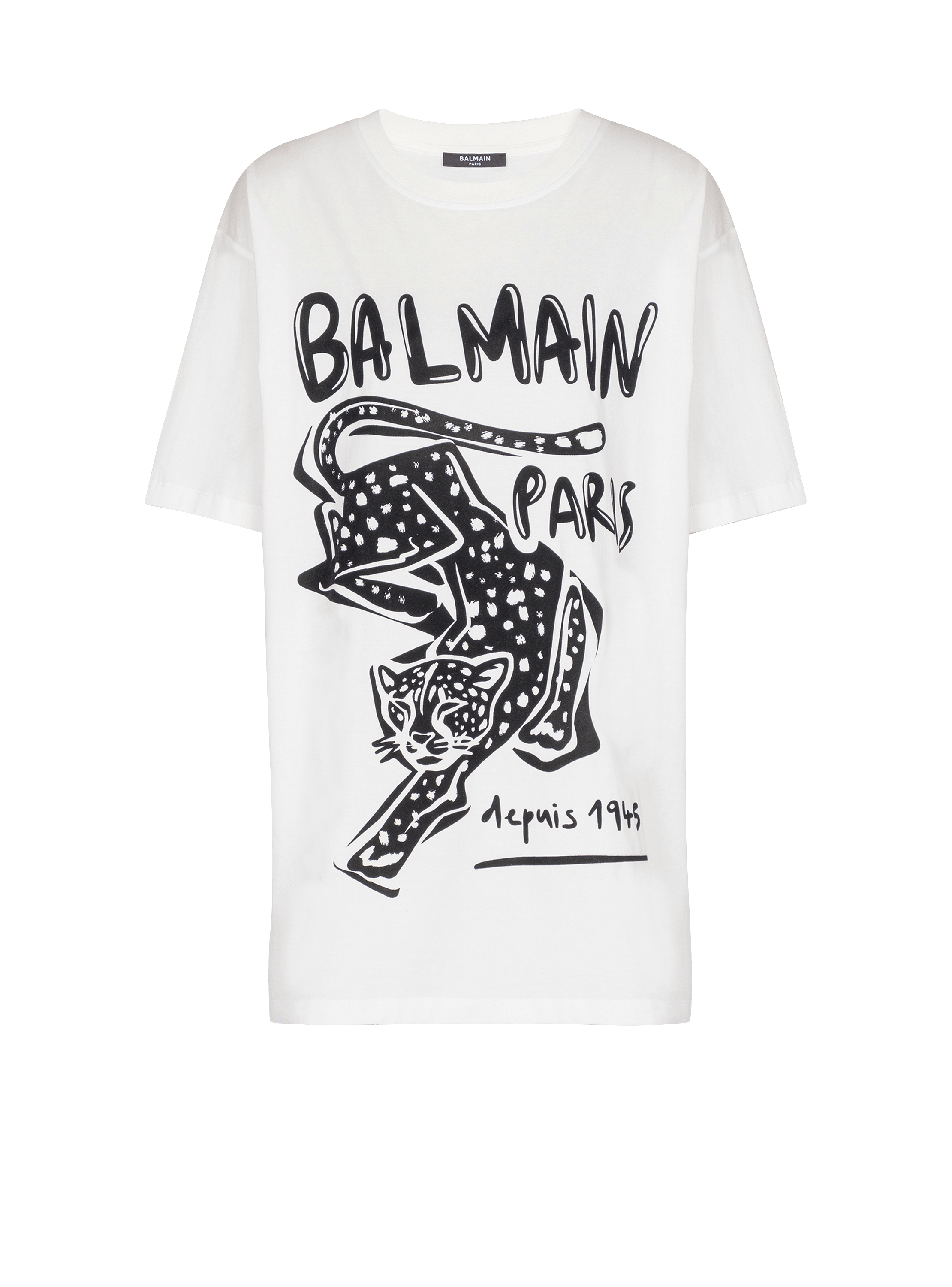 Short-sleeved T-shirt with leopard print