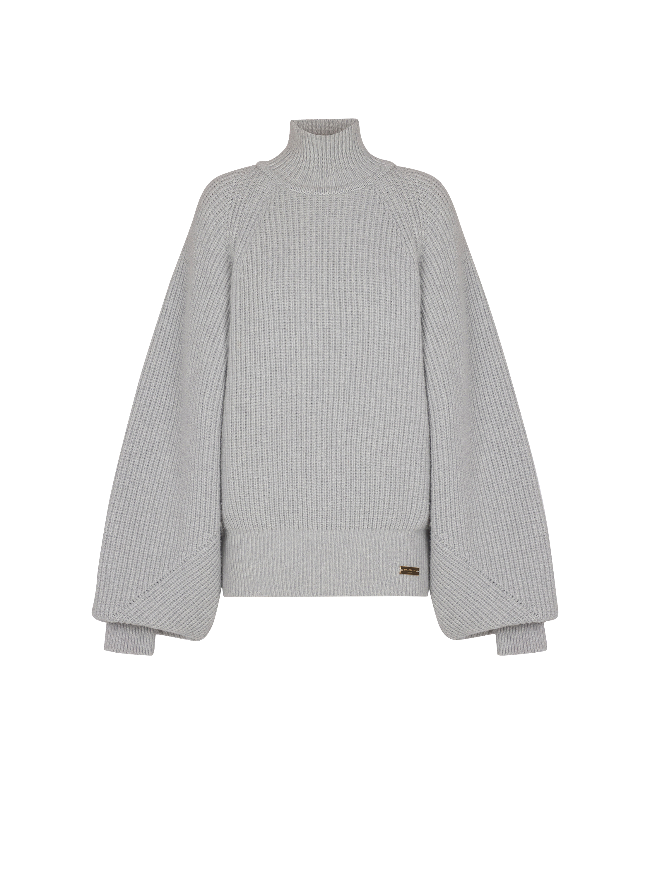 High-neck ribbed knit jumper