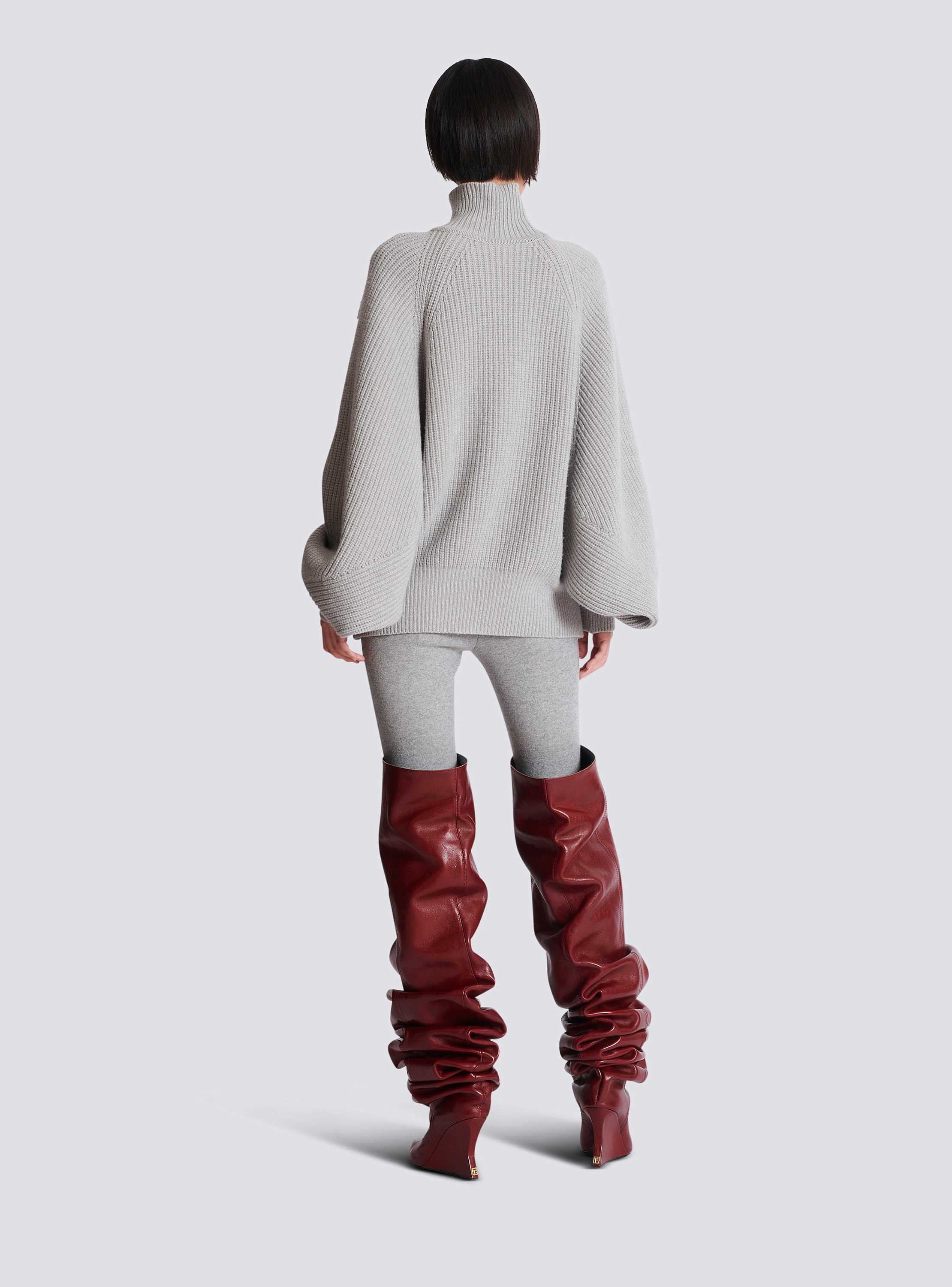 High-neck ribbed knit jumper