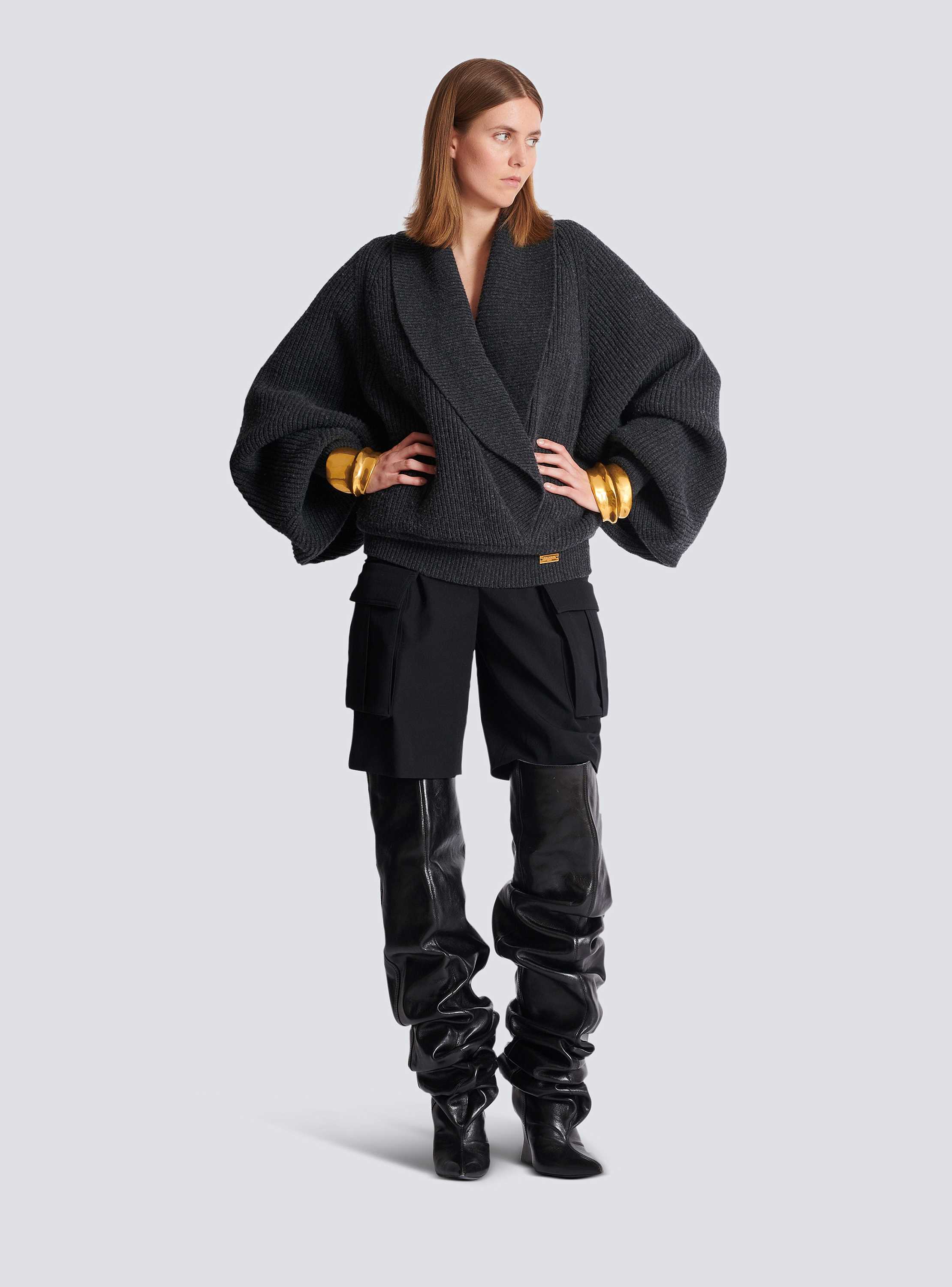 Oversized wrap knit jumper