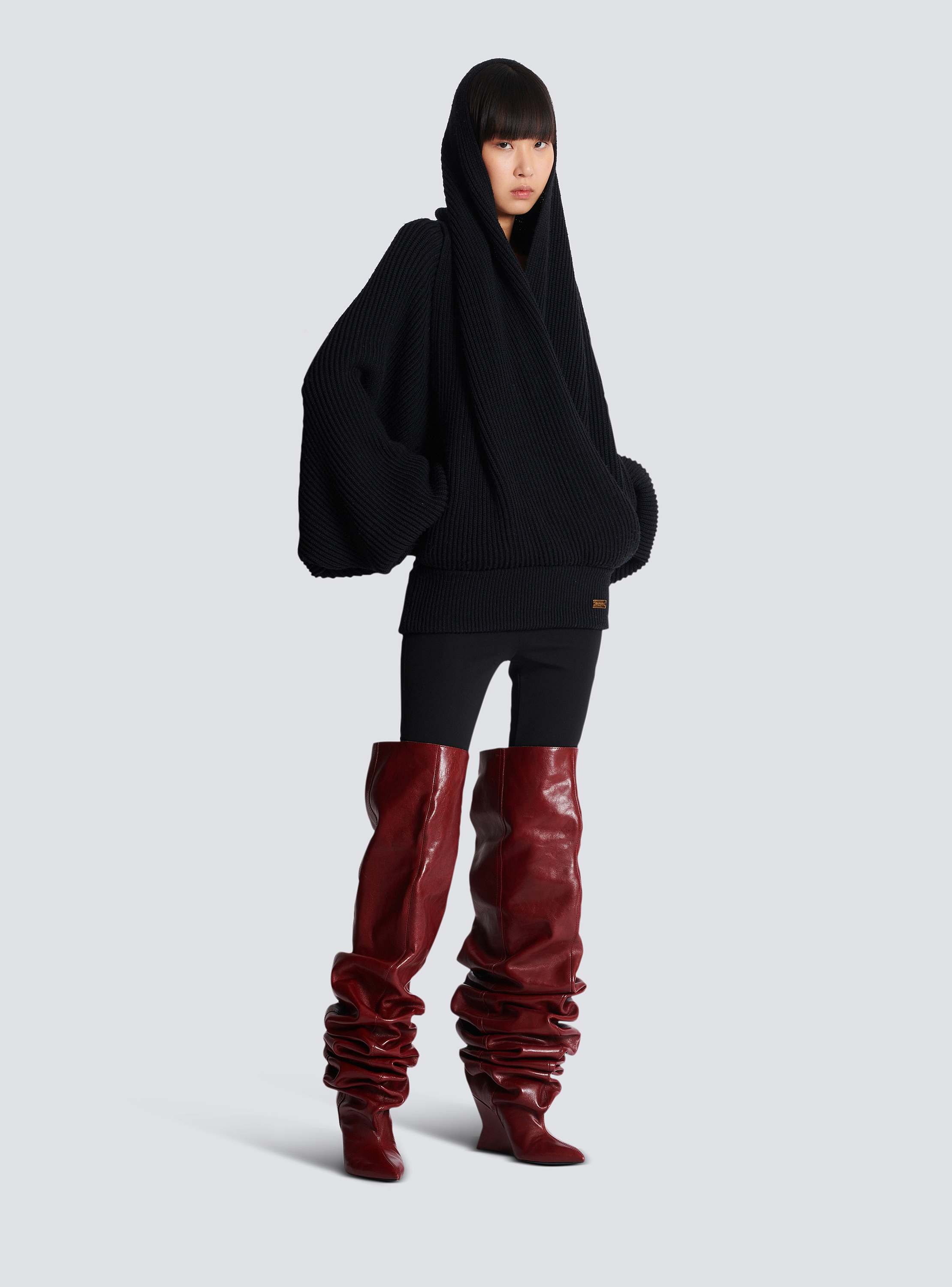 Oversized knit hoodie