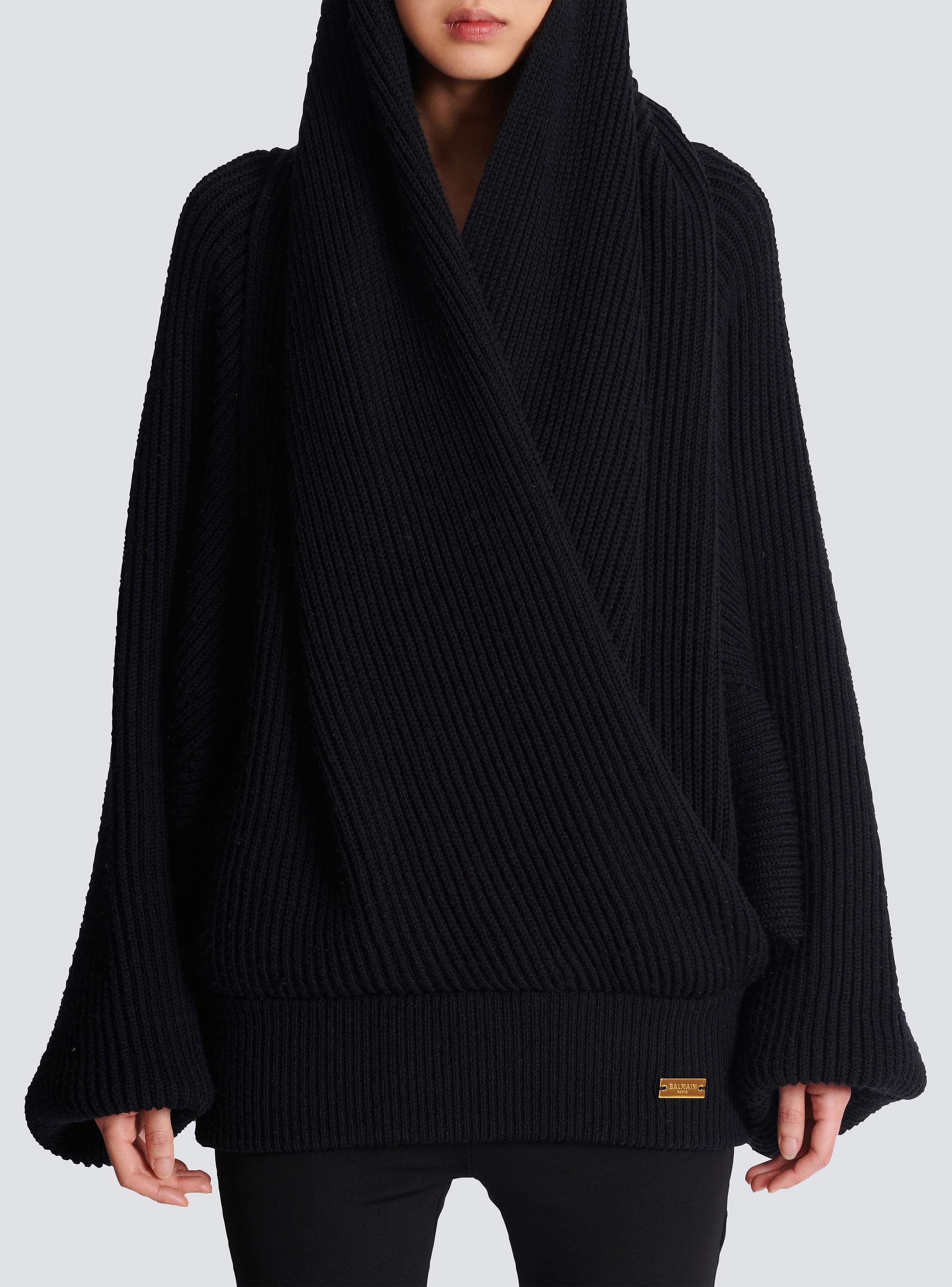 Oversized knit hoodie