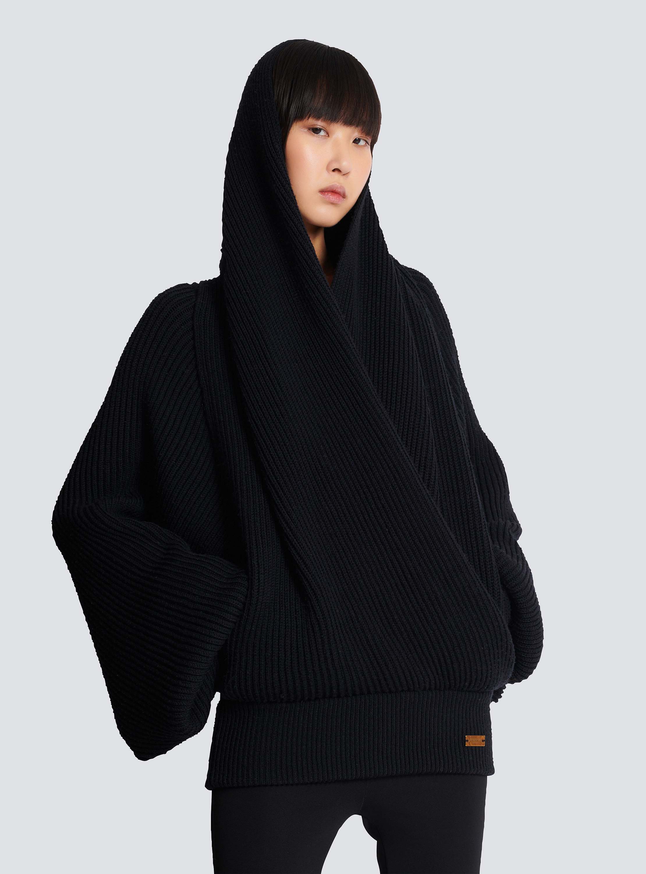 【yo BIOTOP】Knit hoodie dress ブラック BIOTOP(ビオトープ) / 【yo BIOTOP】Knit hoodie dress