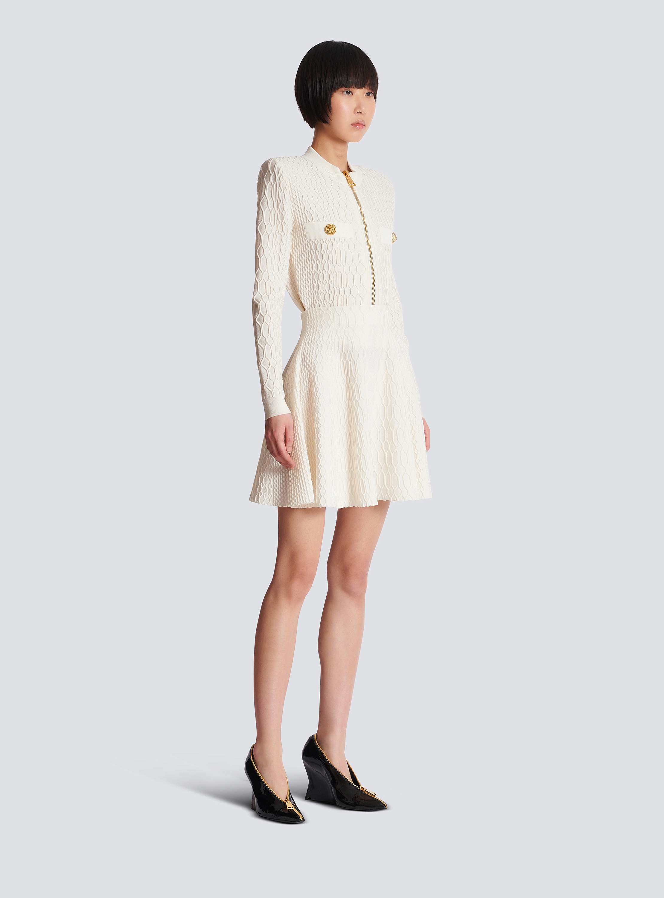 Flared crocodile-knit skirt