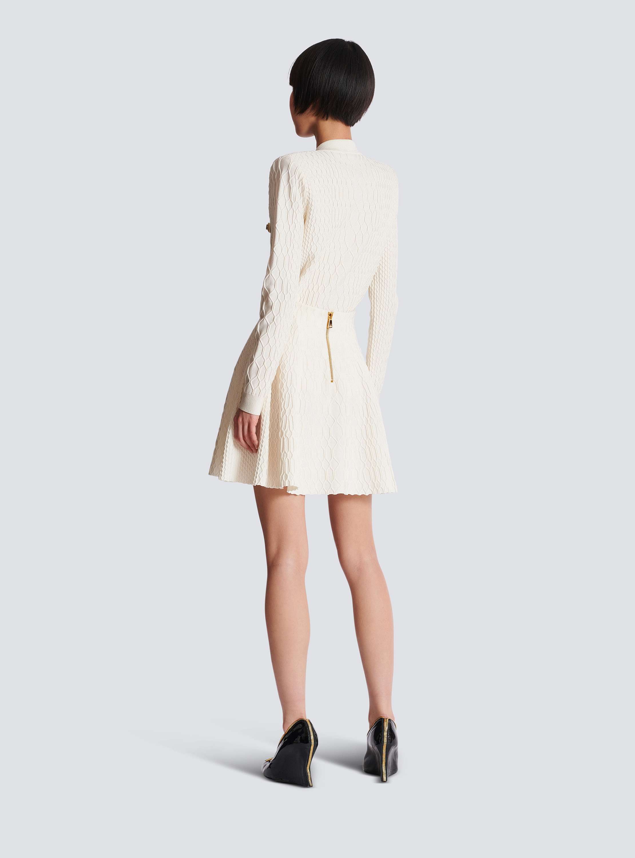 Flared crocodile-knit skirt