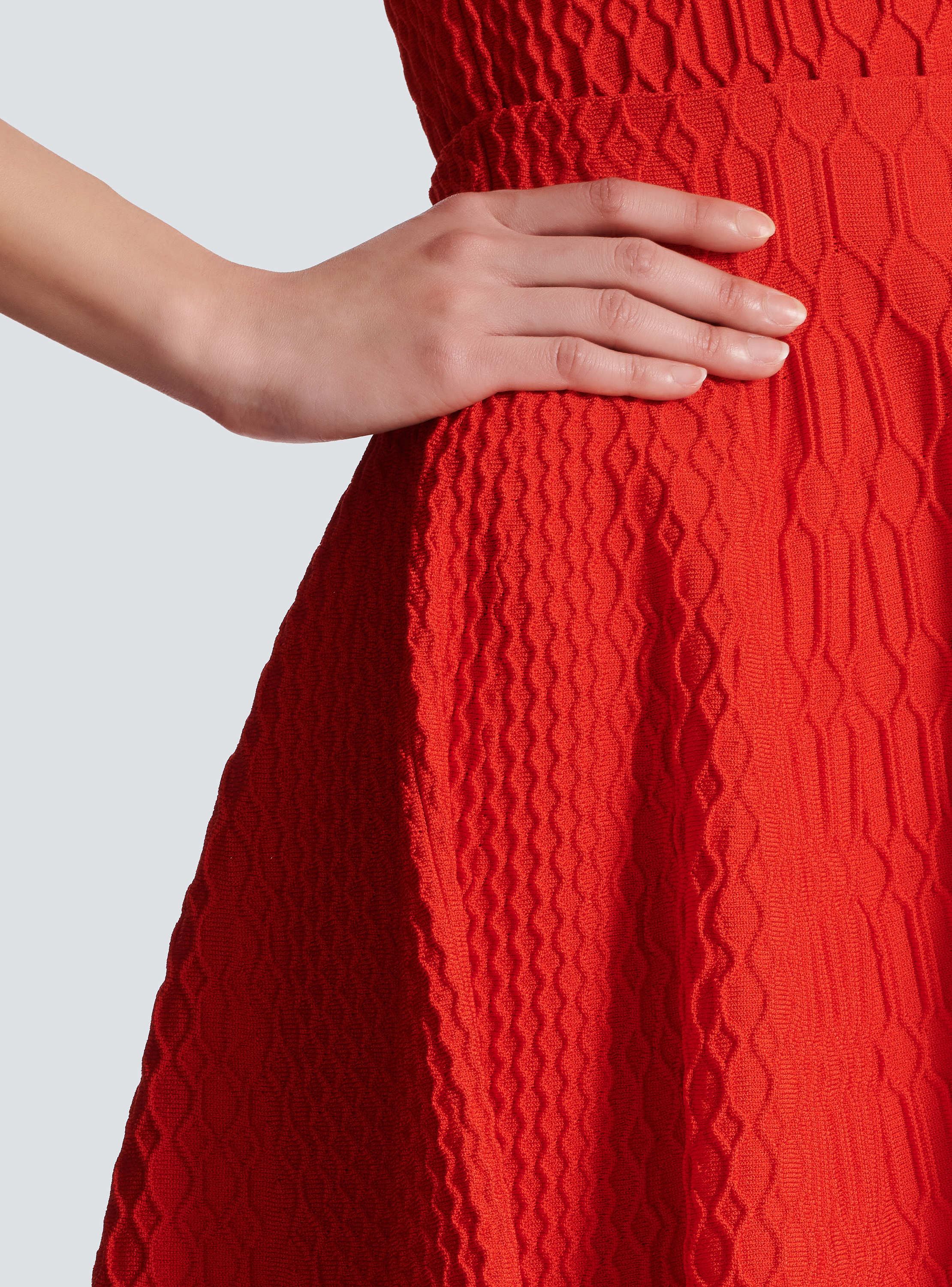 Flared crocodile-knit skirt