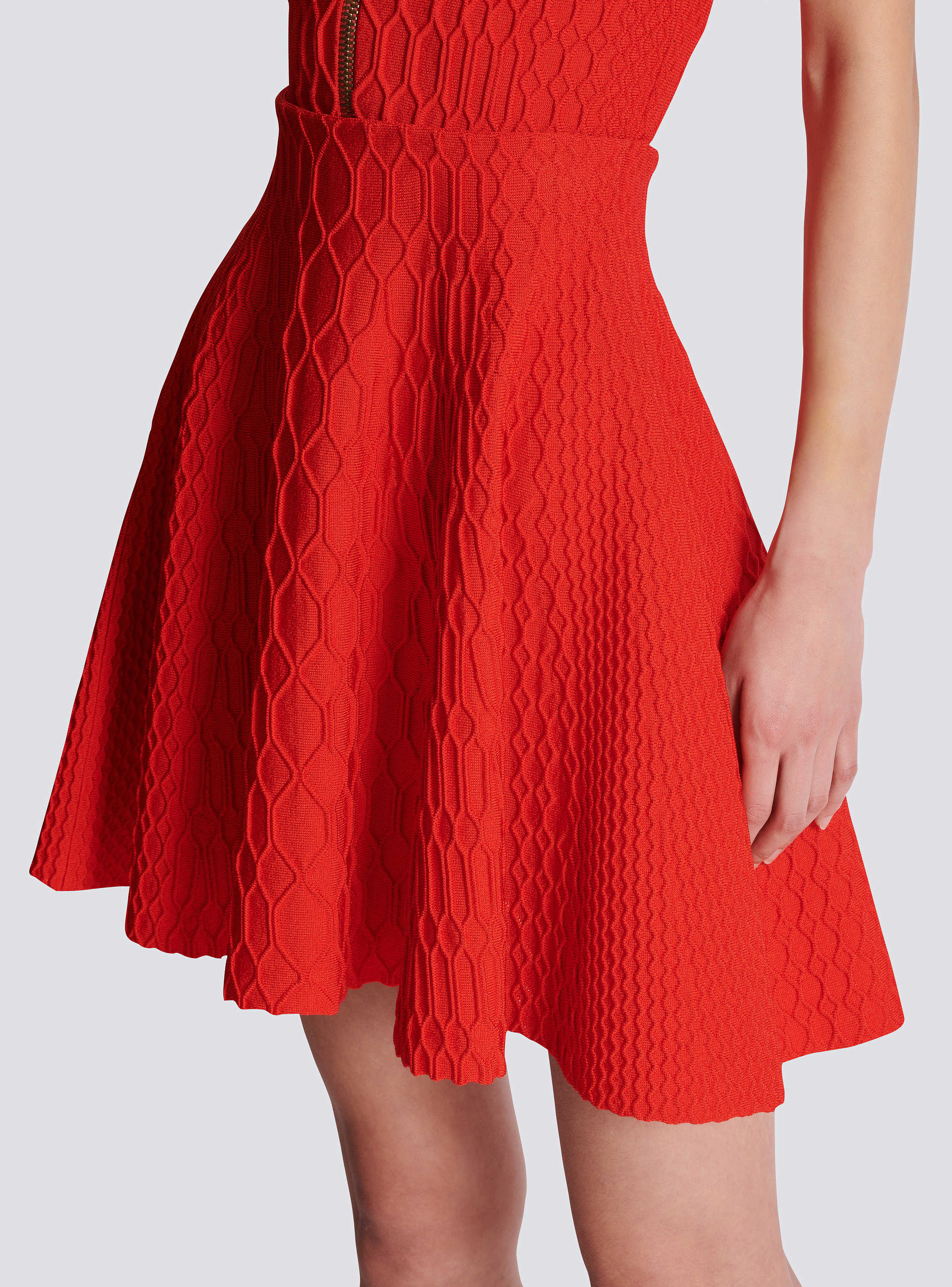 Flared crocodile-knit skirt