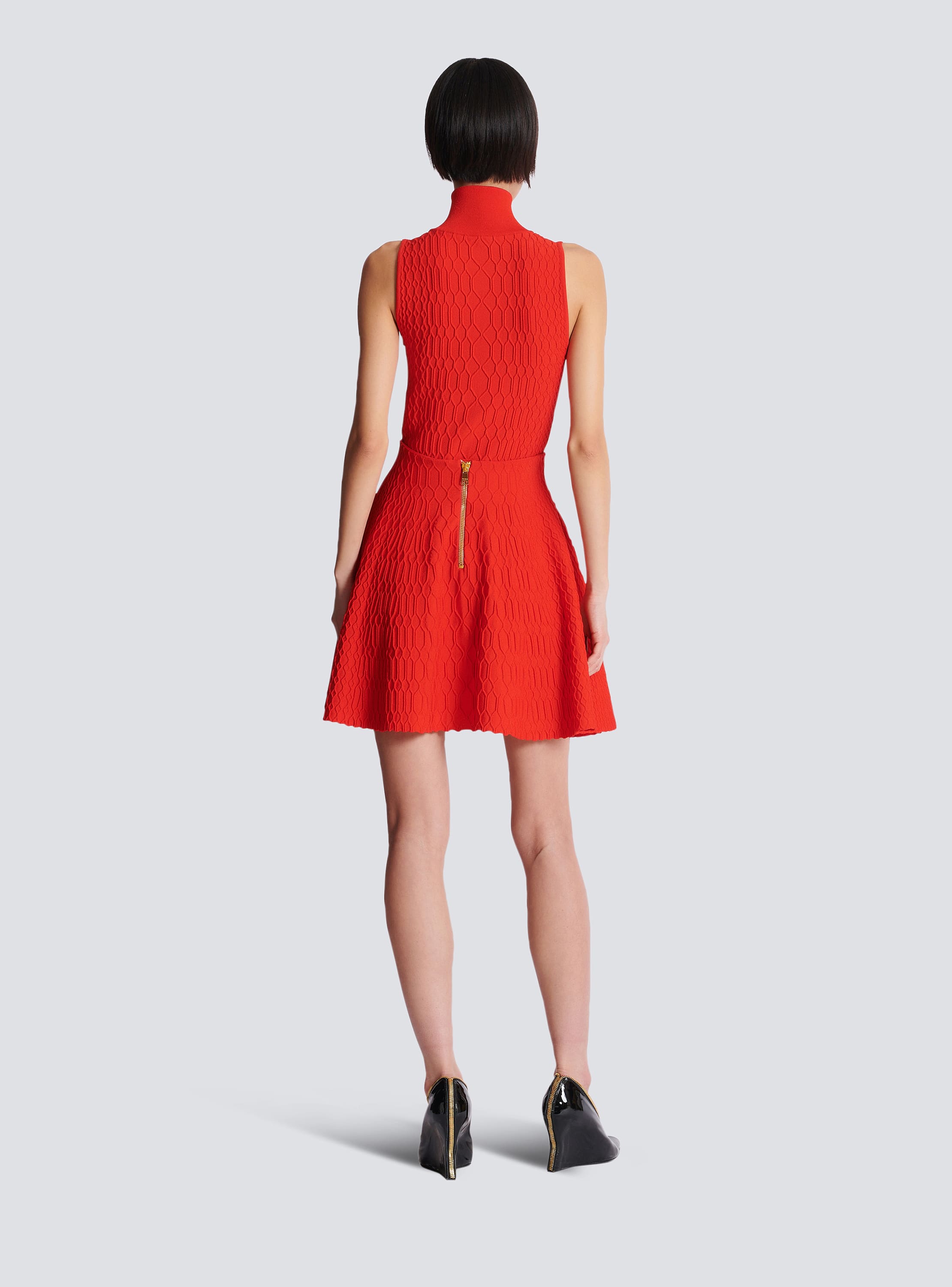 Flared crocodile-knit skirt