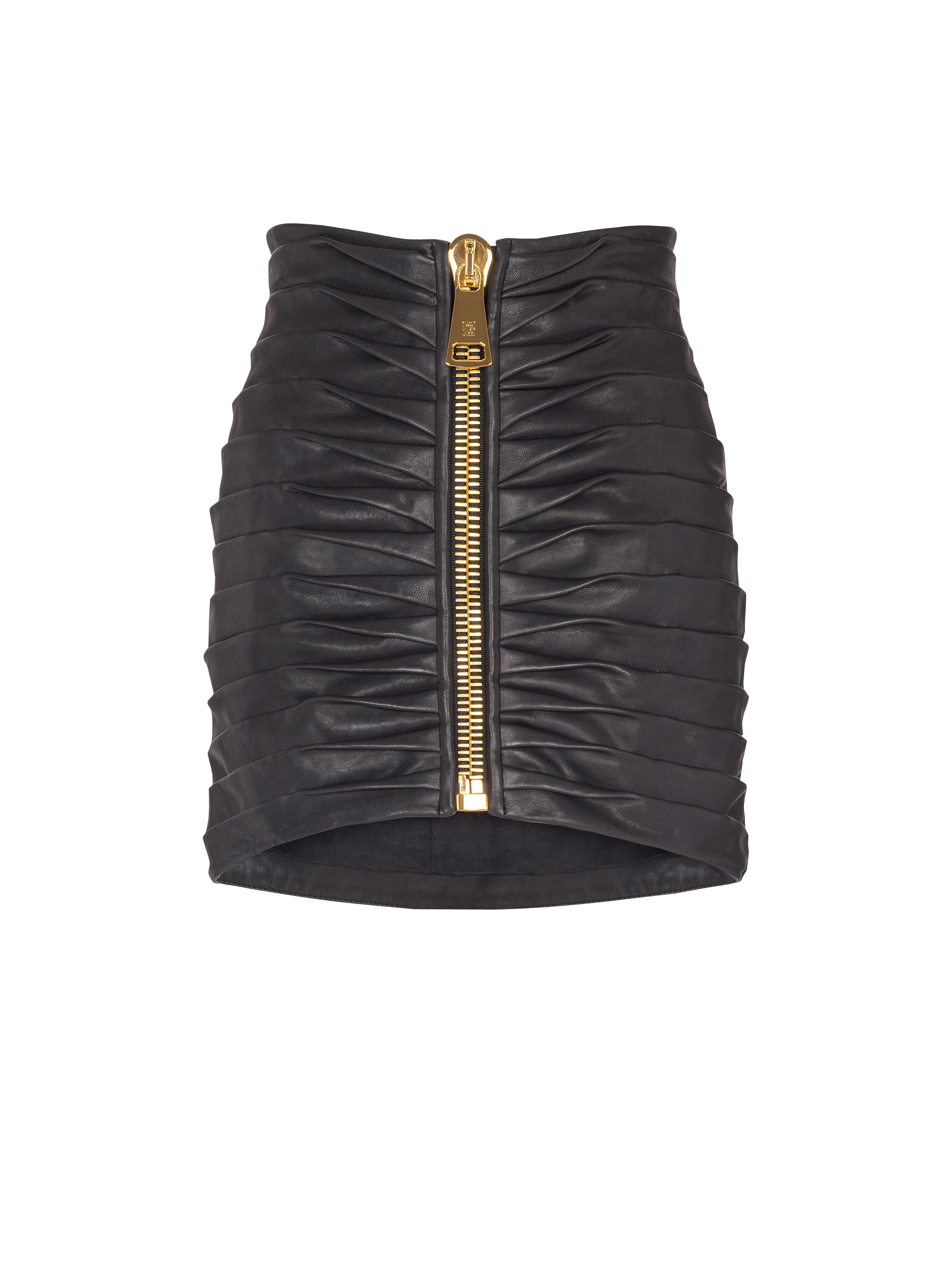 Short pleated lambskin skirt