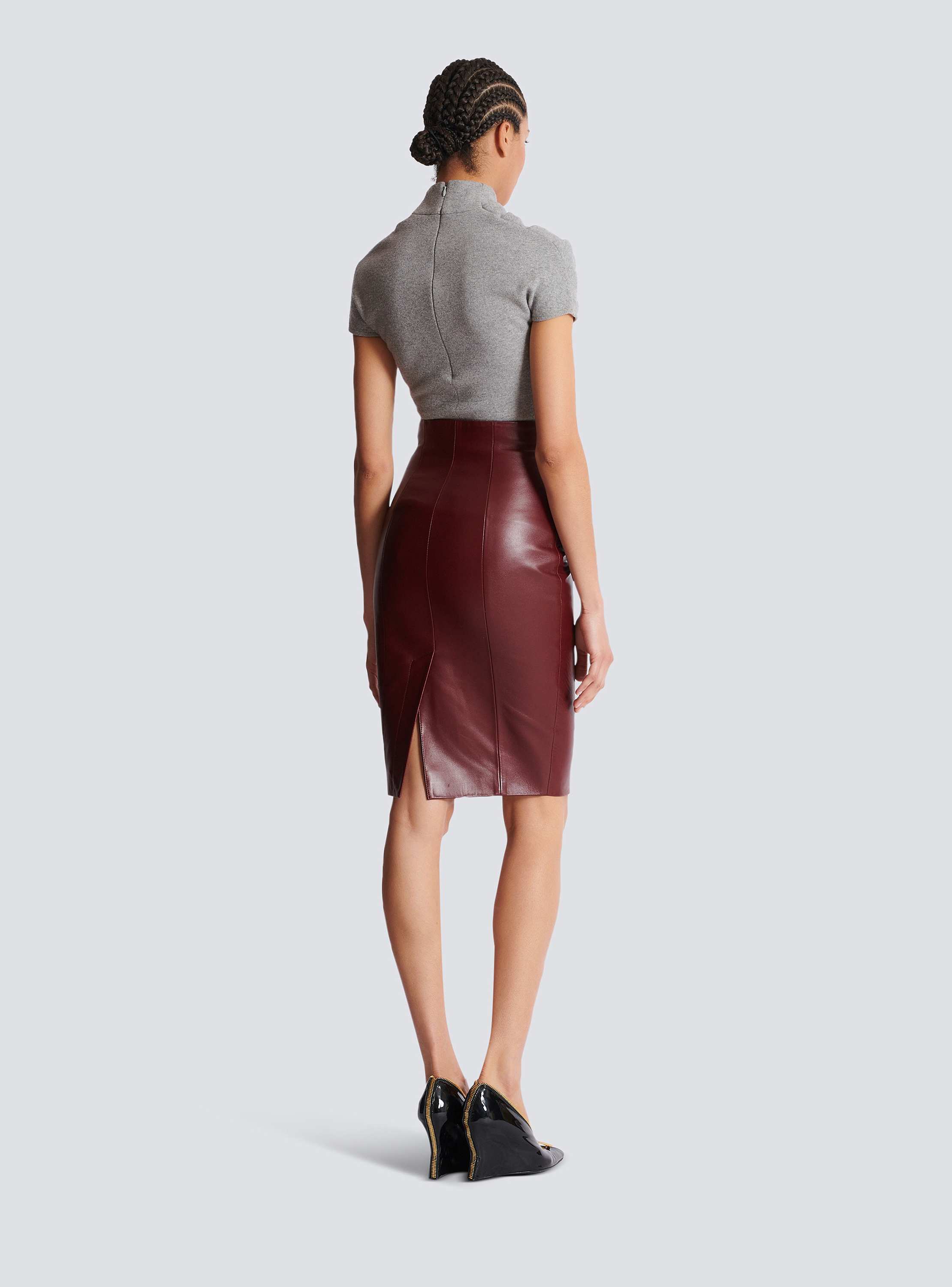 Lambskin leather pencil skirt