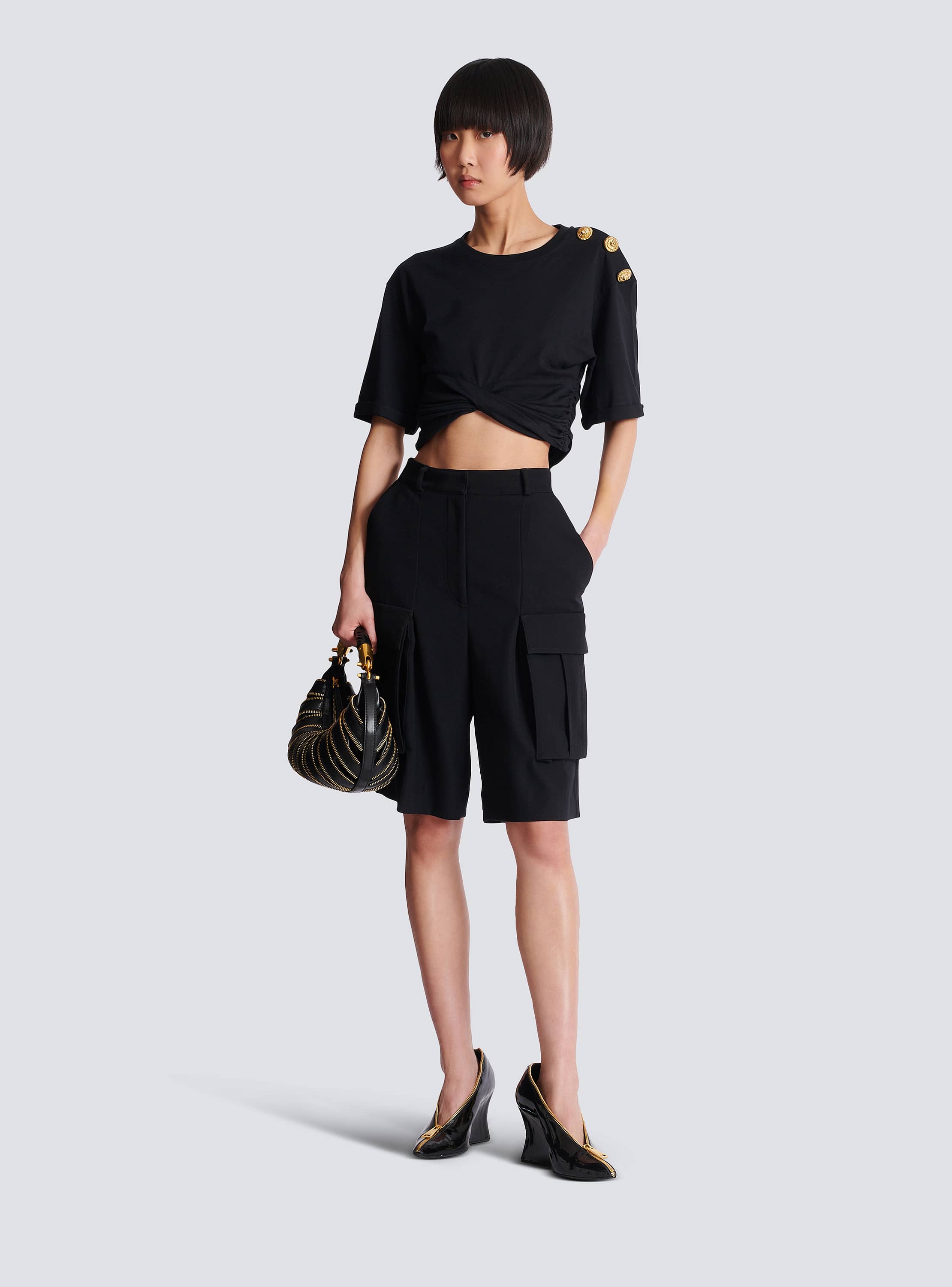 Bermuda shorts in grain de poudre wool