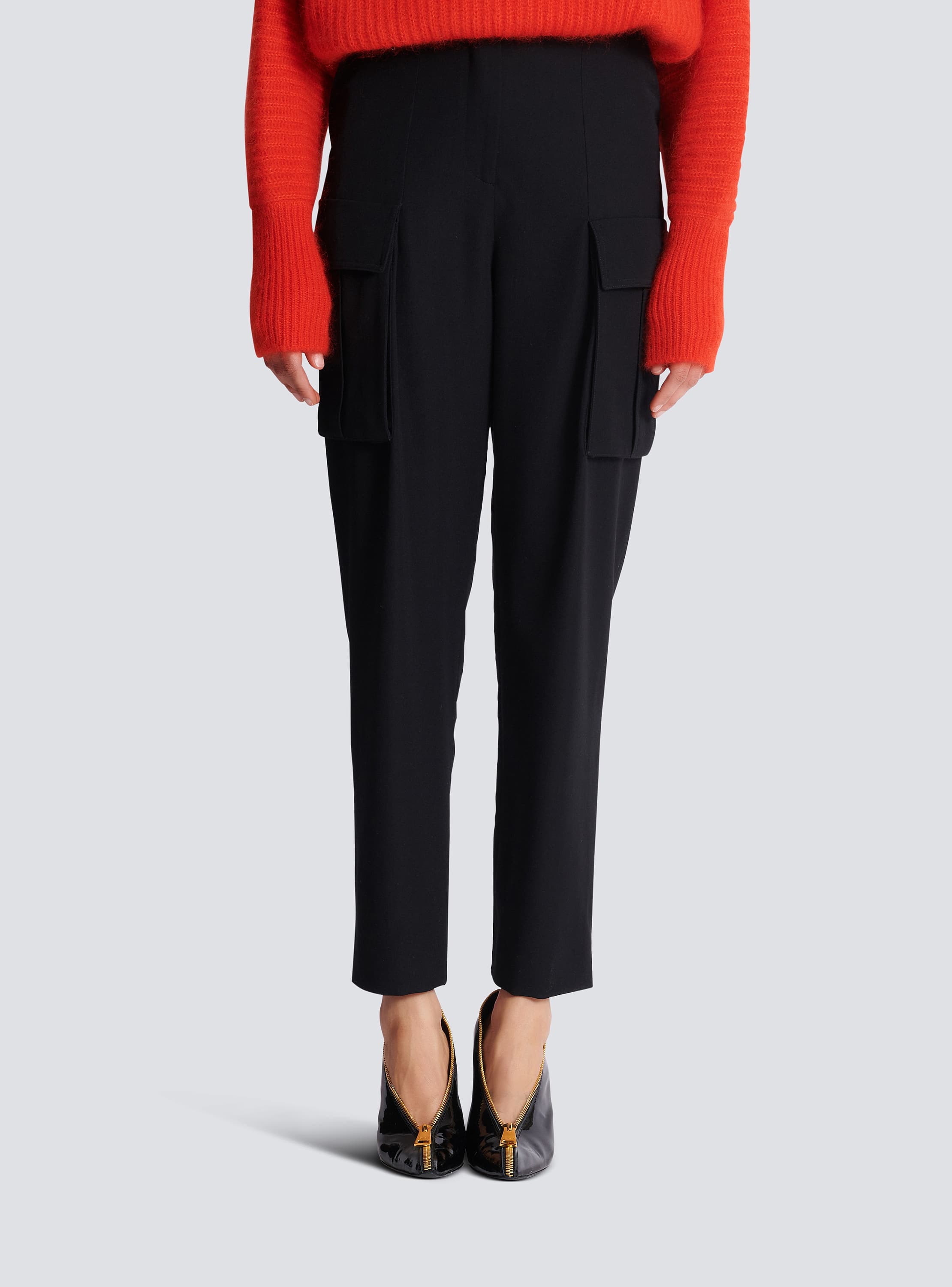 Cargo pants in grain de poudre wool