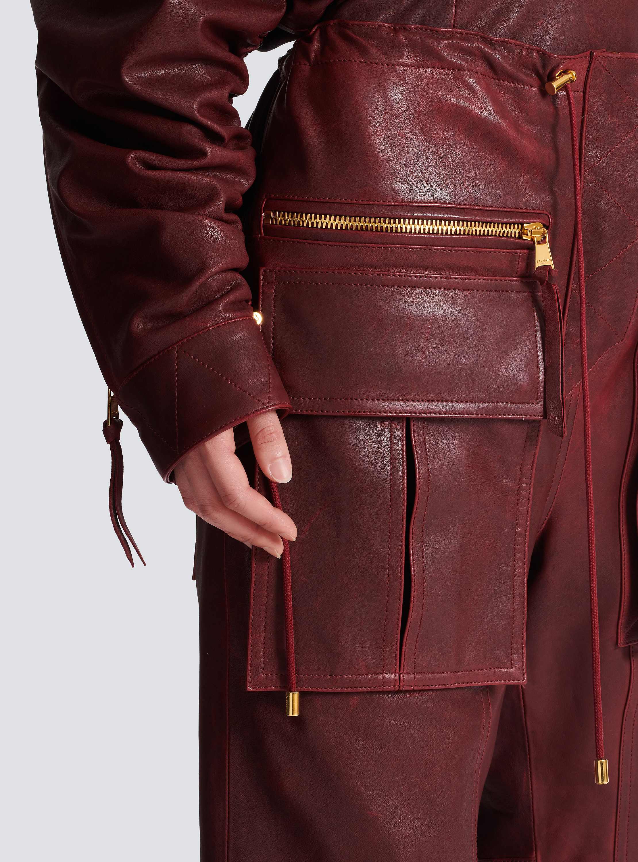 Lambskin leather cargo pants