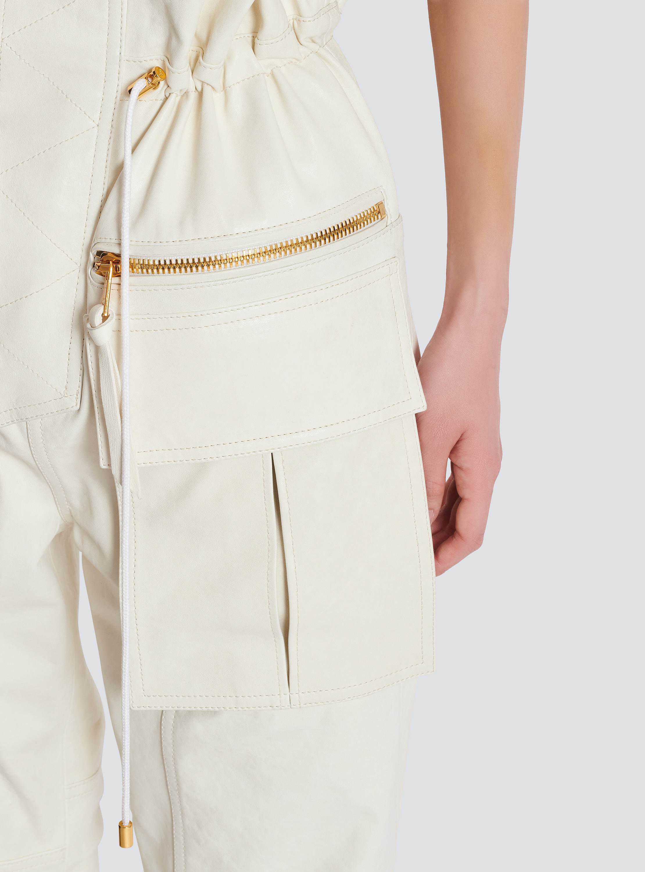 Sleeveless lambskin jumpsuit