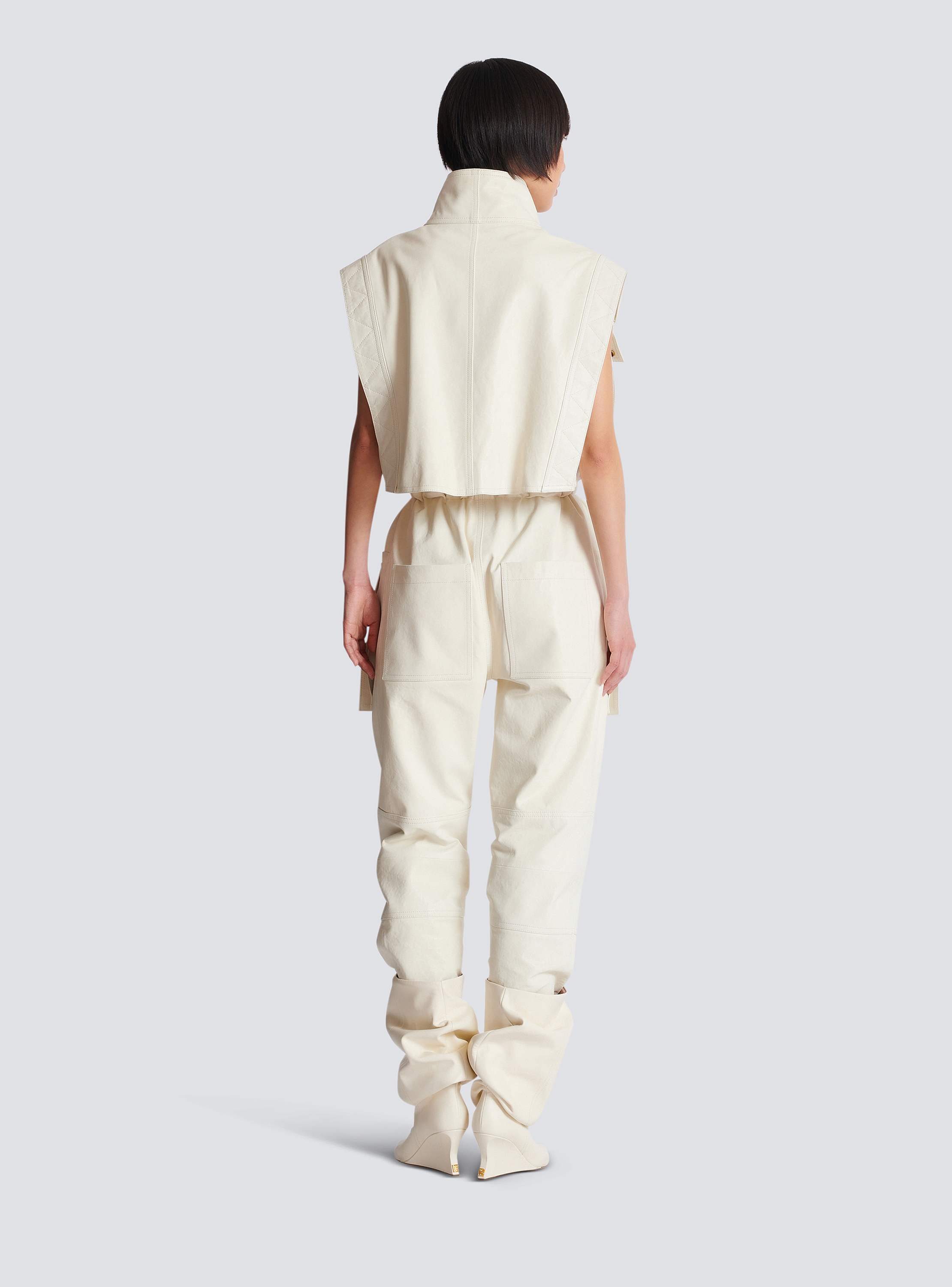 Sleeveless lambskin jumpsuit