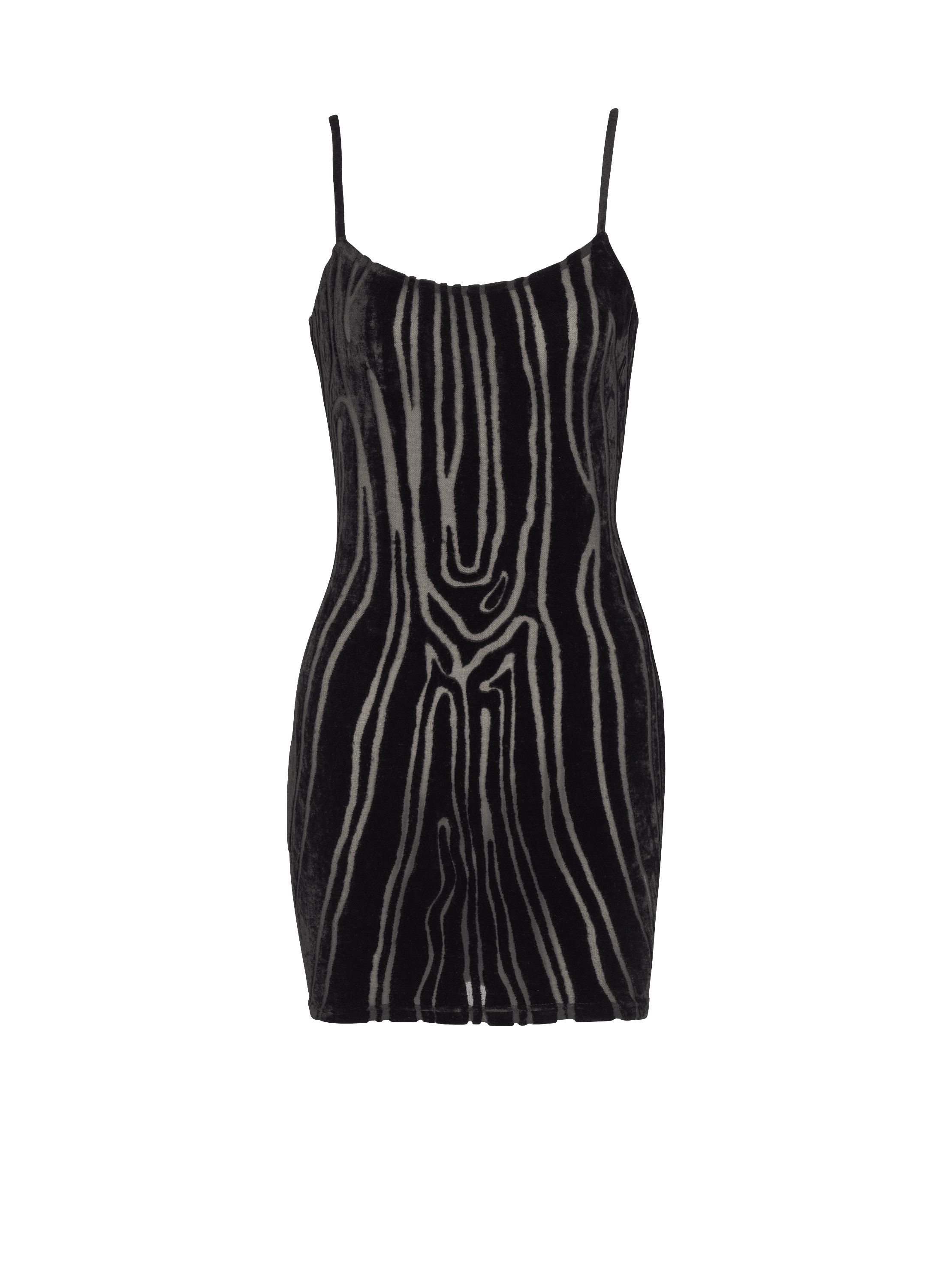 Short strappy dress in zebra-print velvet