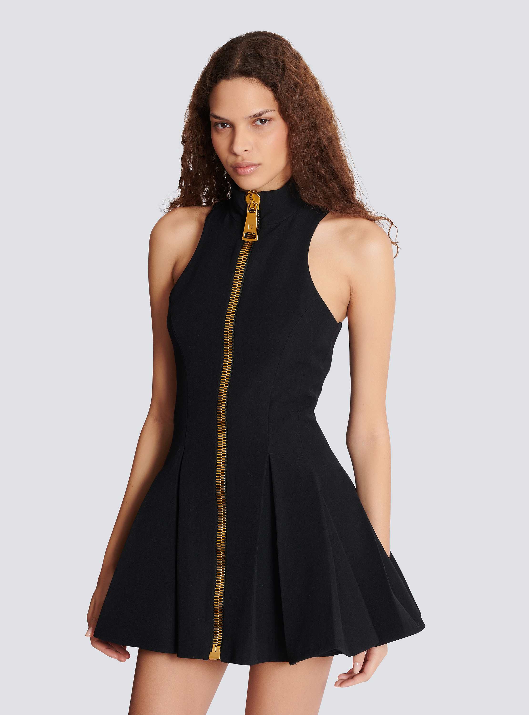 Short halterneck dress in grain de poudre wool