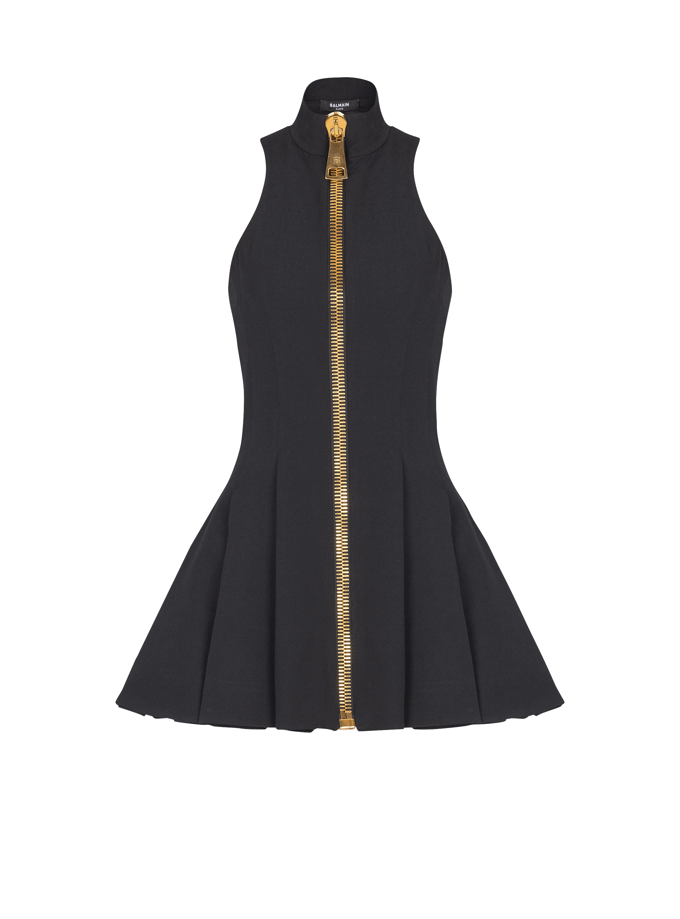 Short halterneck dress in grain de poudre wool