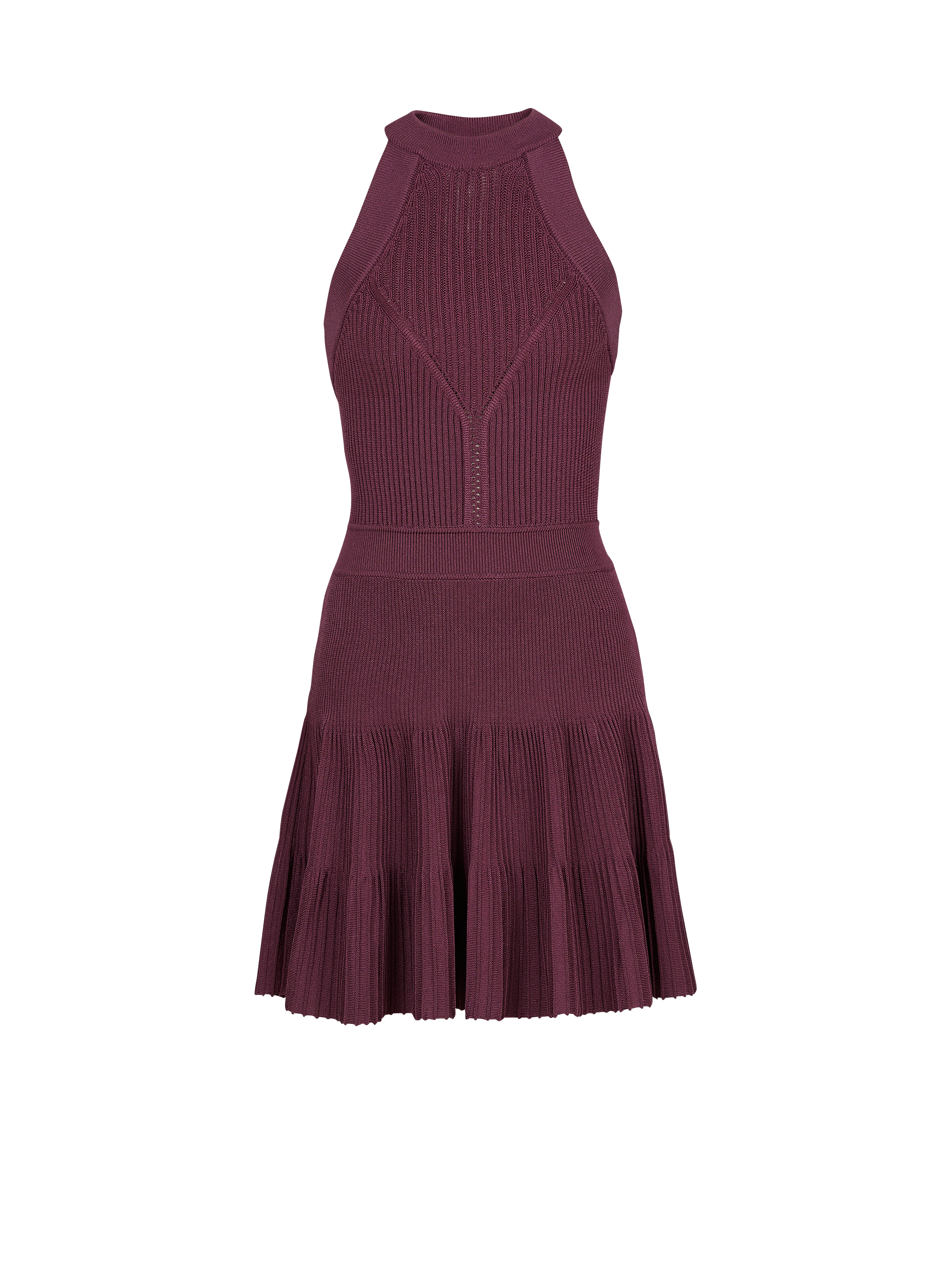 Sleeveless flared dress in openwork knit