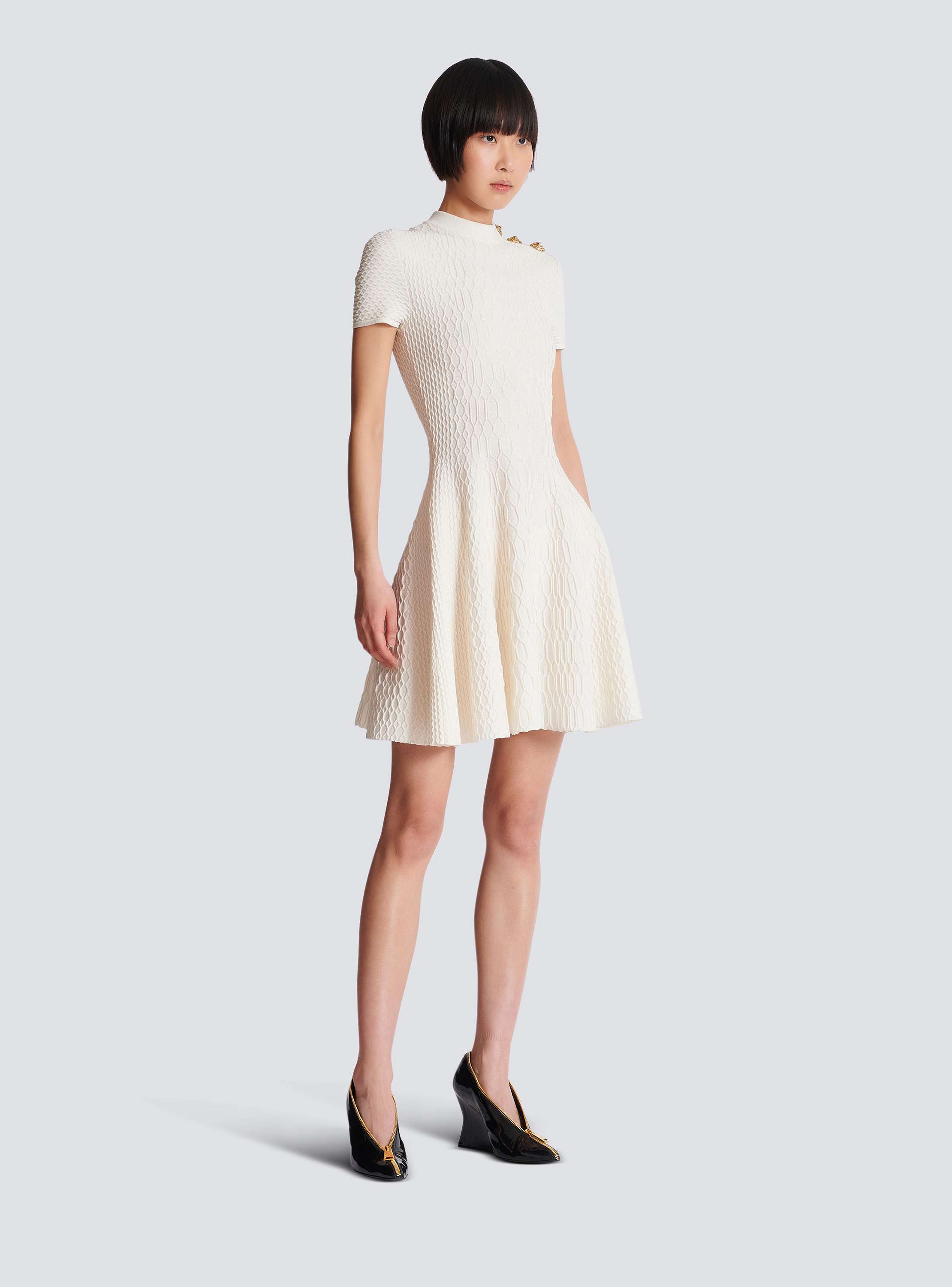 Flared crocodile-knit dress